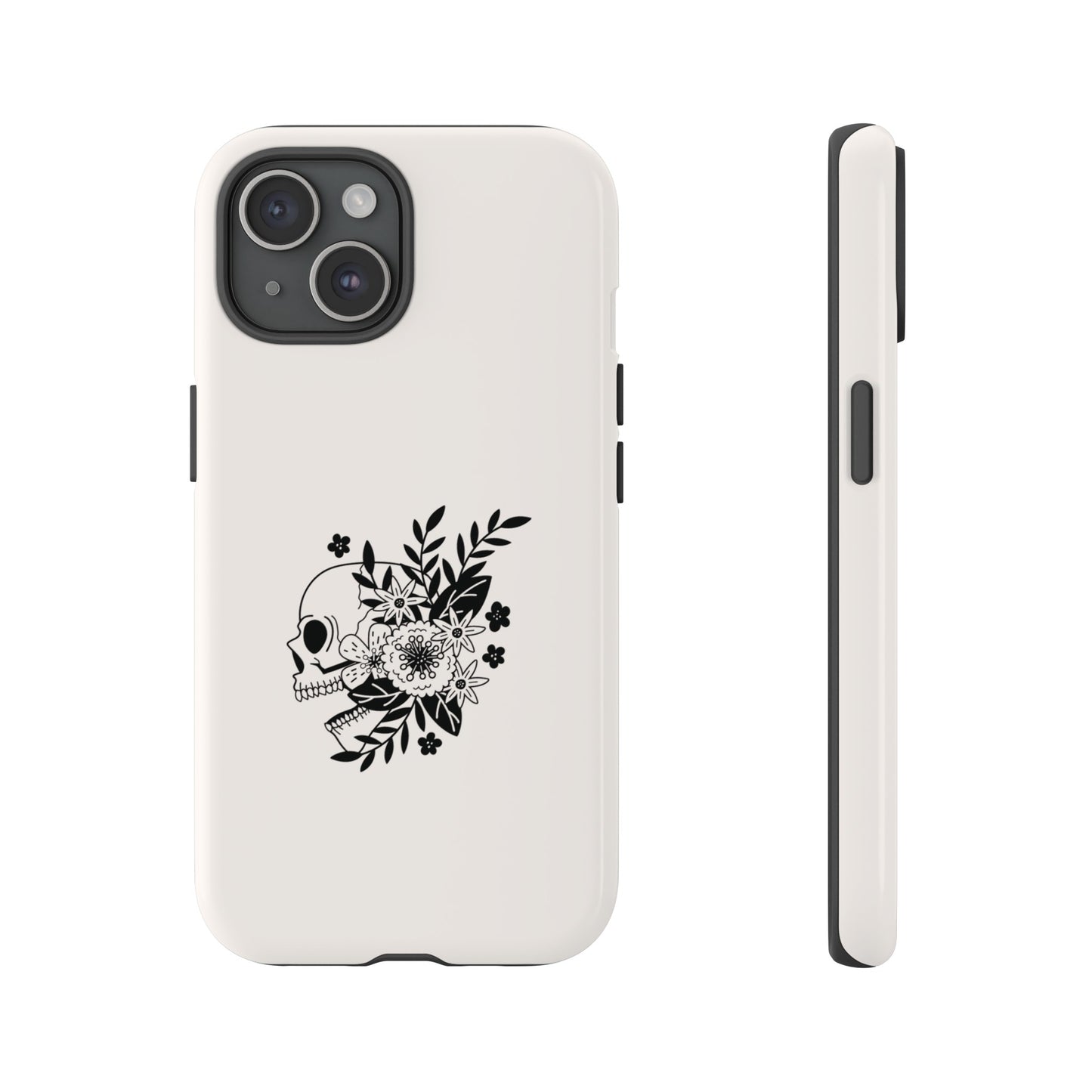 Skull with Flowers Wallpaper Phone Case | iPhone 15 Plus/ Pro, 14, 13, 12| Google Pixel 7, Pro, 5| Samsung Galaxy S23 All Major Phone Models