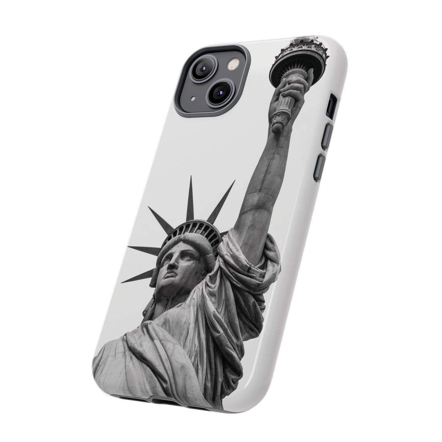 Black & White Statue of Liberty Wallpaper Phone Case | iPhone 15 Plus/ Pro, 14, 13, 12| Google Pixel 7, Pro, 5| Samsung Galaxy S23 All Major Phone Models