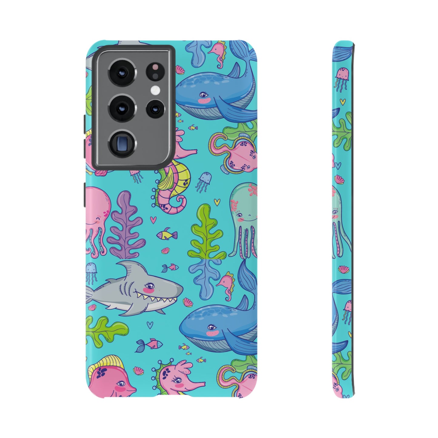 Cartoon Sea Creatures Wallpaper Phone Case | iPhone 15 Plus/ Pro, 14, 13, 12| Google Pixel 7, Pro, 5| Samsung Galaxy S23 All Major Phone Models