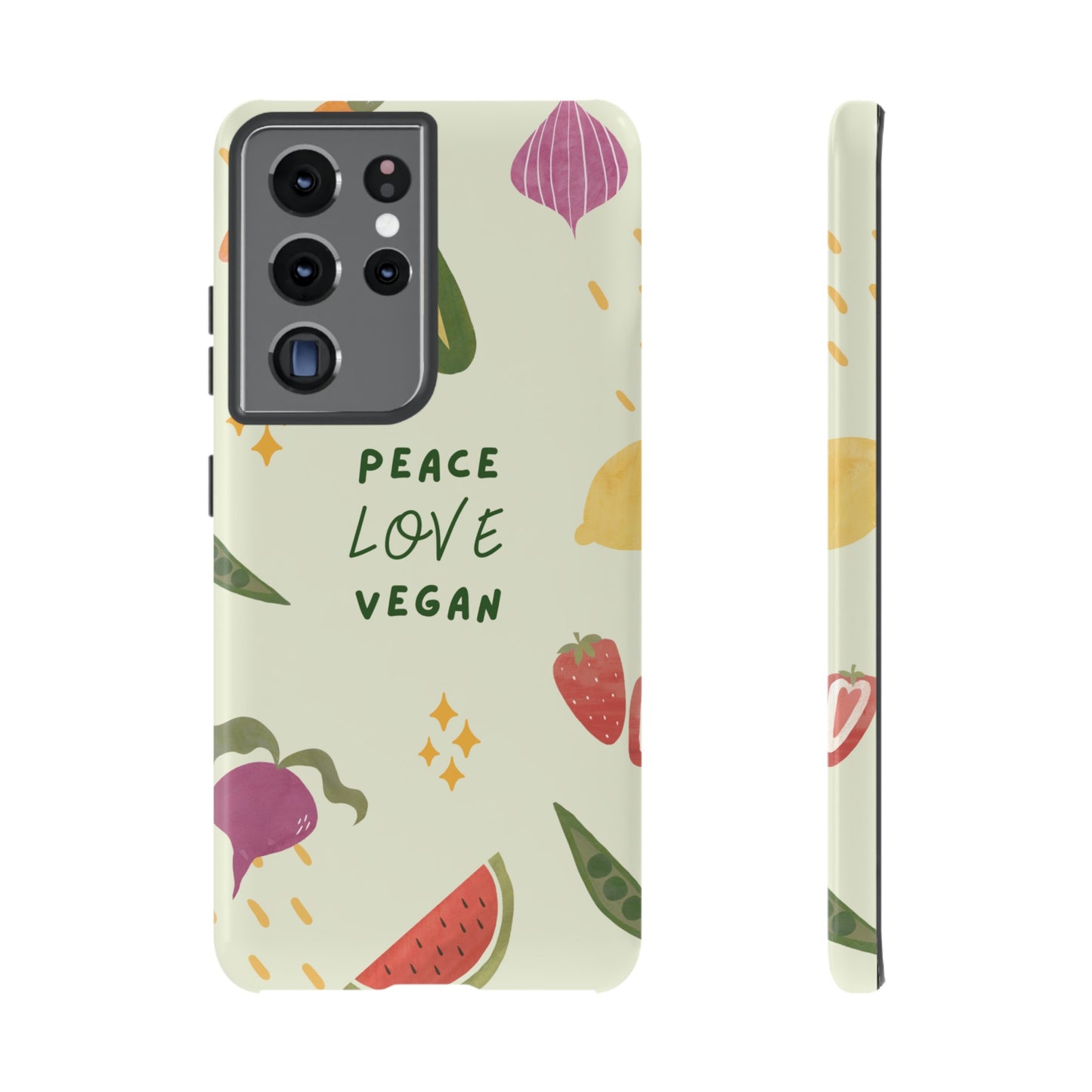 Peace Love Vegan Wallpaper Phone Case | iPhone 15 Plus/ Pro, 14, 13, 12| Google Pixel 7, Pro, 5| Samsung Galaxy S23 All Major Phone Models