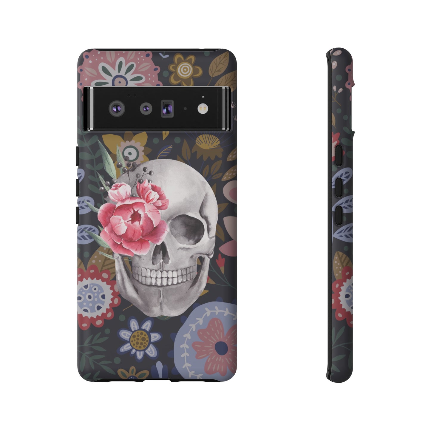 Floral Skull Wallpaper Phone Case | iPhone 15 Plus/ Pro, 14, 13, 12| Google Pixel 7, Pro, 5| Samsung Galaxy S23 All Major Phone Models