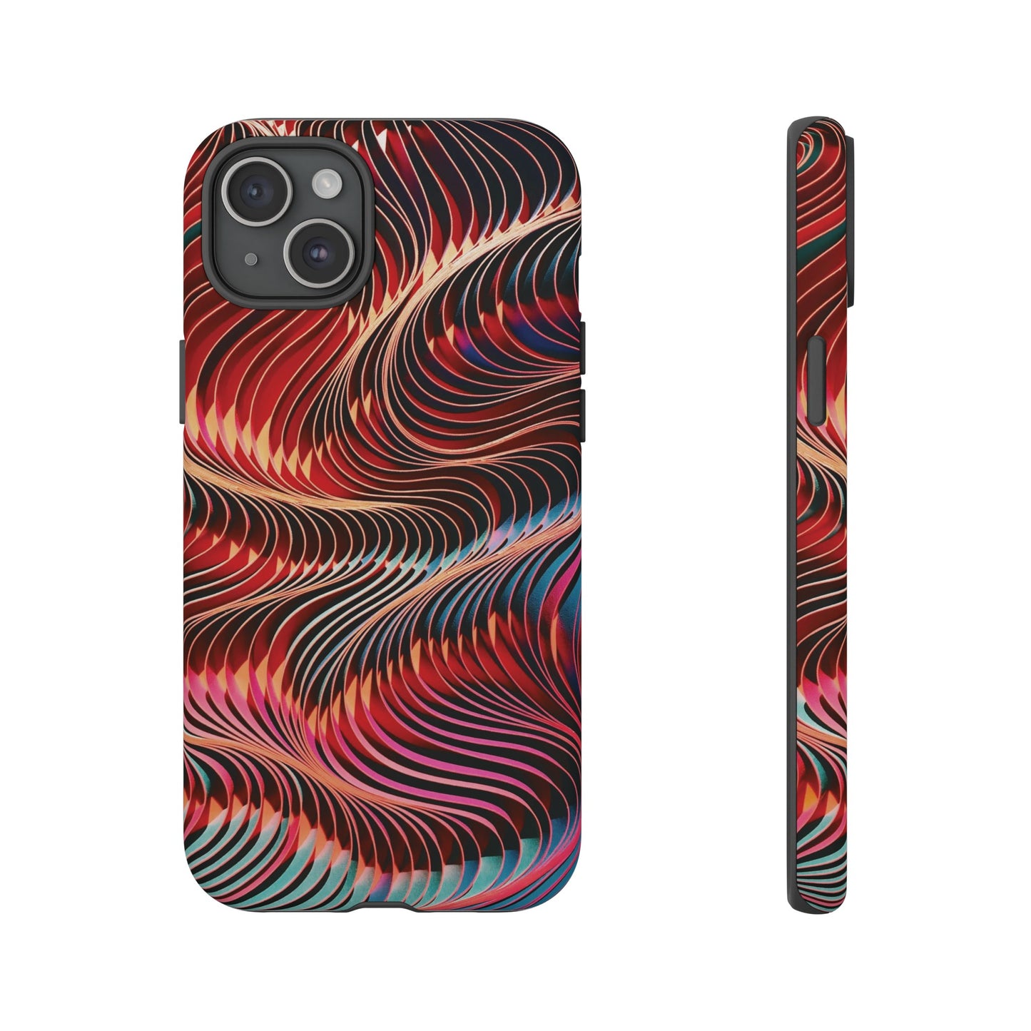 Wavy Crimson Abstract Wallpaper Phone Case|iPhone 15 Plus/ Pro, 14, 13, 12|Google Pixel 7, Pro, 5| Samsung Galaxy S23 All Major Phone Models