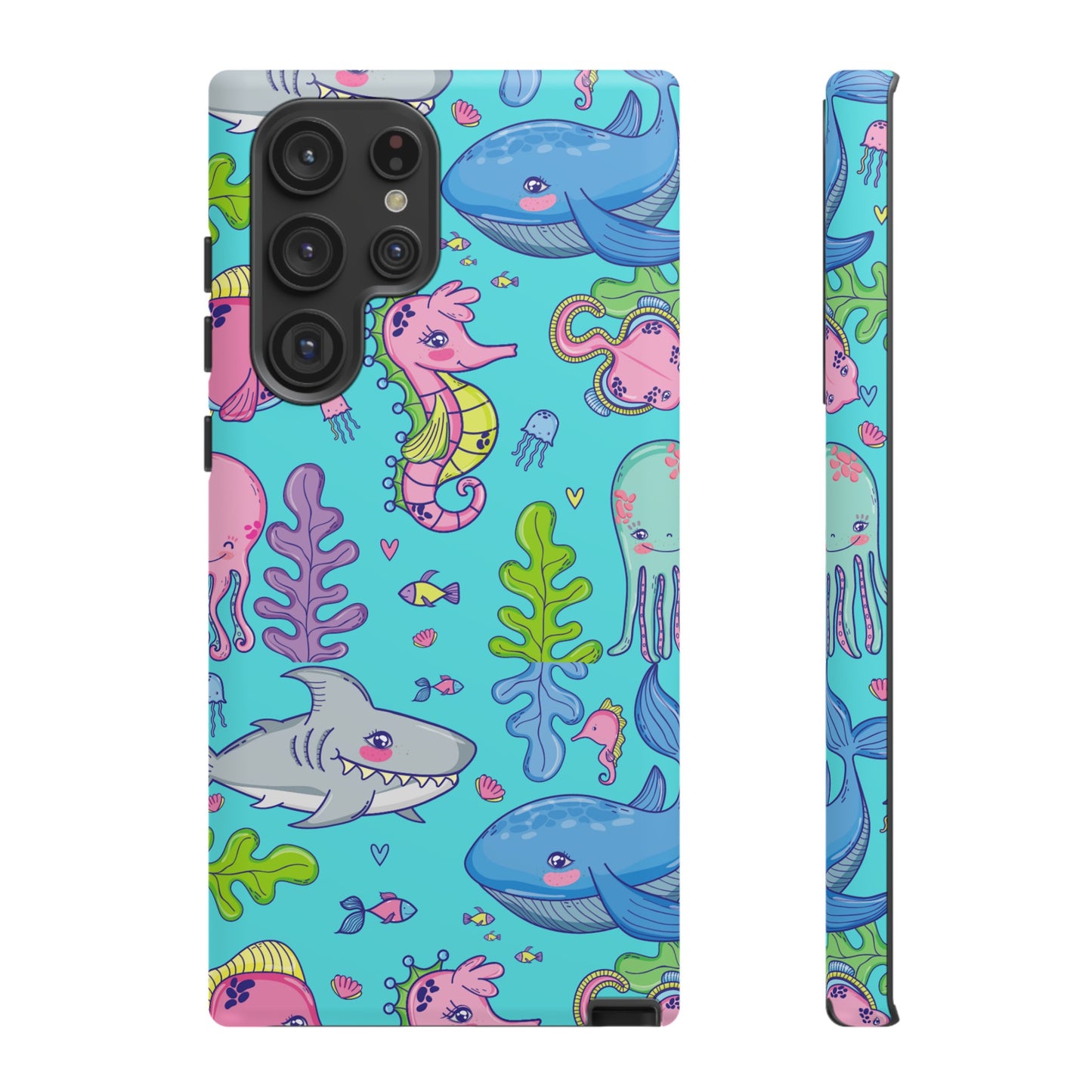 Cartoon Sea Creatures Wallpaper Phone Case | iPhone 15 Plus/ Pro, 14, 13, 12| Google Pixel 7, Pro, 5| Samsung Galaxy S23 All Major Phone Models