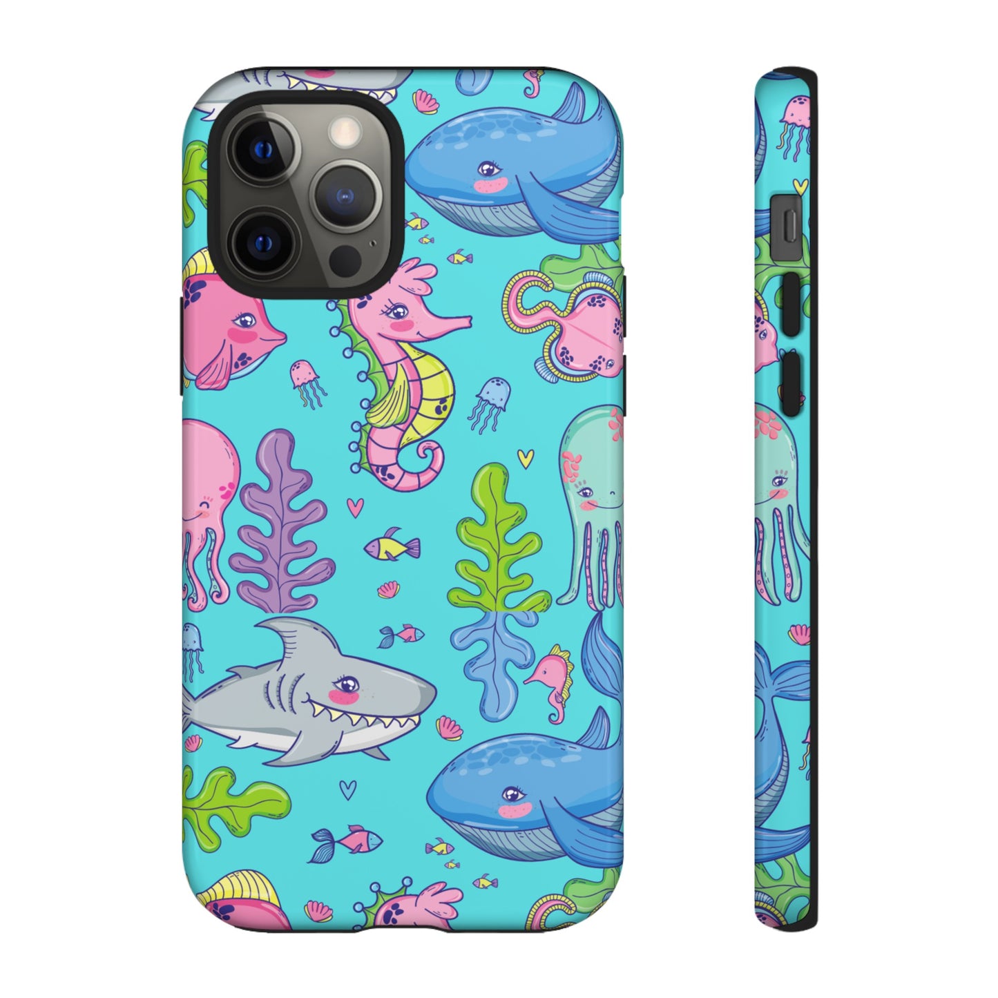 Cartoon Sea Creatures Wallpaper Phone Case | iPhone 15 Plus/ Pro, 14, 13, 12| Google Pixel 7, Pro, 5| Samsung Galaxy S23 All Major Phone Models