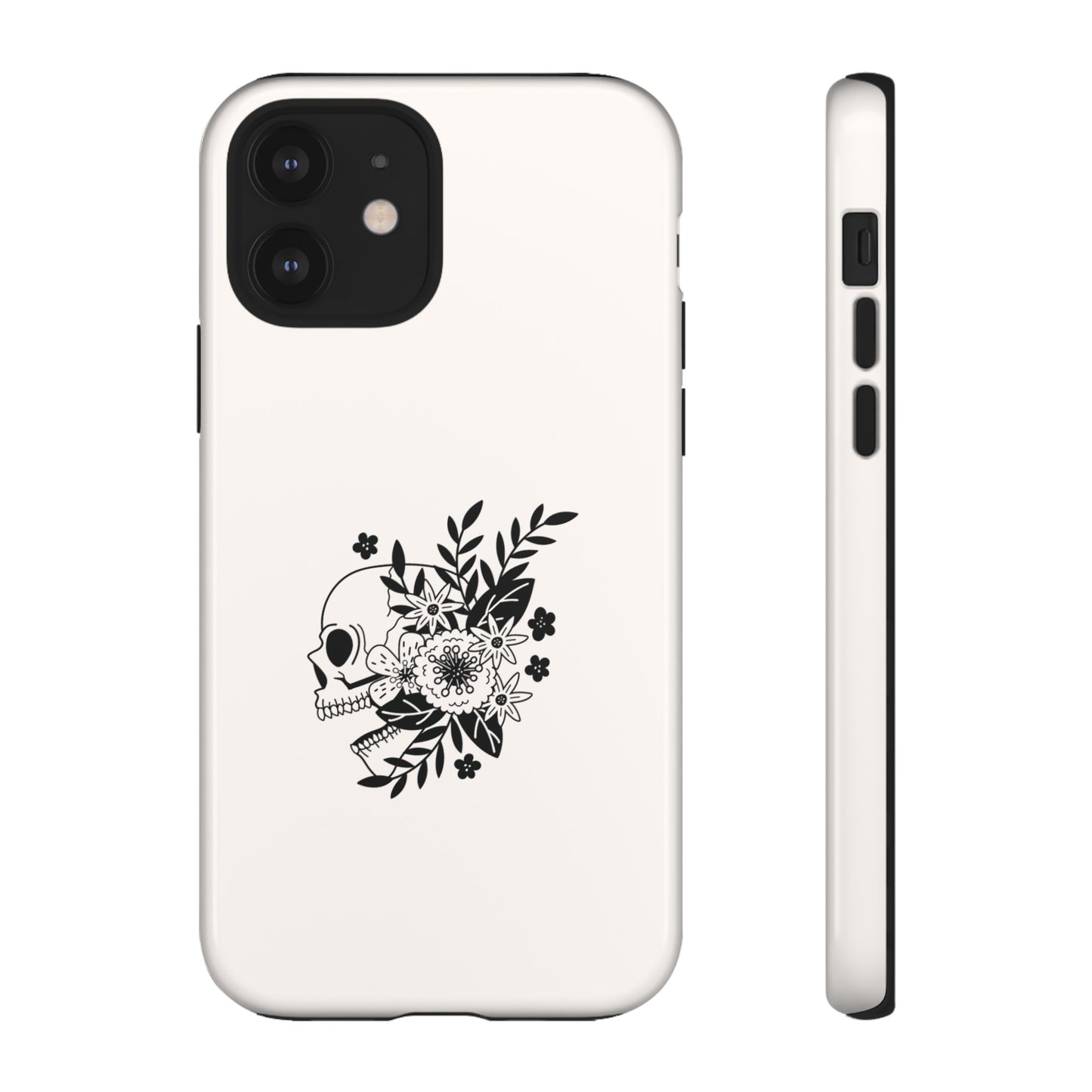 Skull with Flowers Wallpaper Phone Case | iPhone 15 Plus/ Pro, 14, 13, 12| Google Pixel 7, Pro, 5| Samsung Galaxy S23 All Major Phone Models