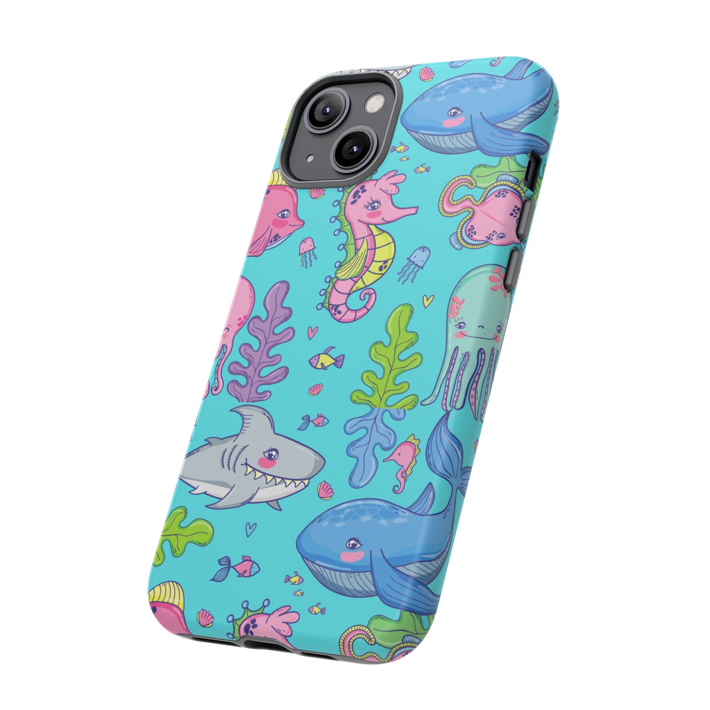 Cartoon Sea Creatures Wallpaper Phone Case | iPhone 15 Plus/ Pro, 14, 13, 12| Google Pixel 7, Pro, 5| Samsung Galaxy S23 All Major Phone Models