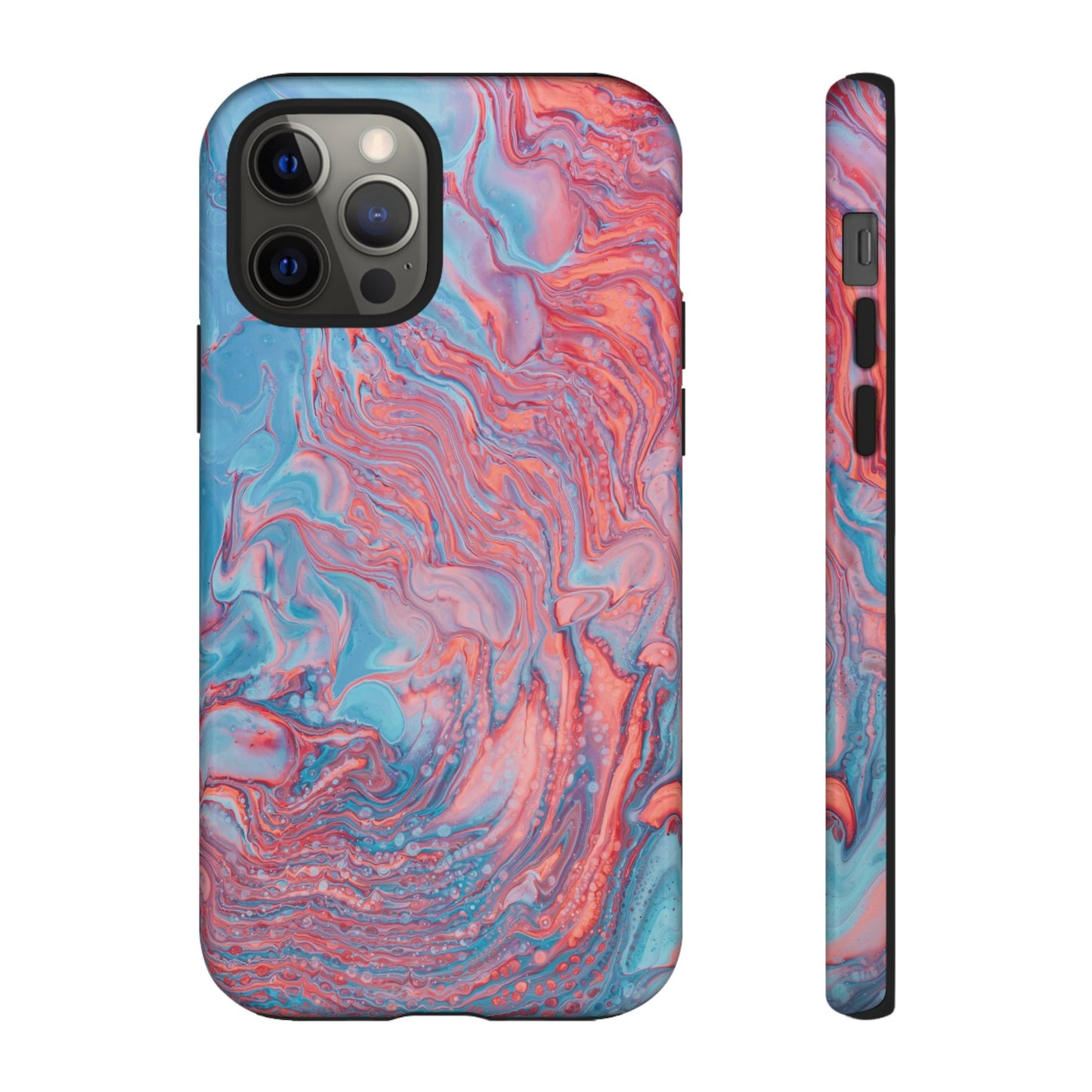 Coral Pink & Blue Abstract Paint Phone Case|iPhone 15 Plus/ Pro, 14, 13, 12|Google Pixel 7, Pro, 5|Samsung Galaxy S23 All Major Phone Models