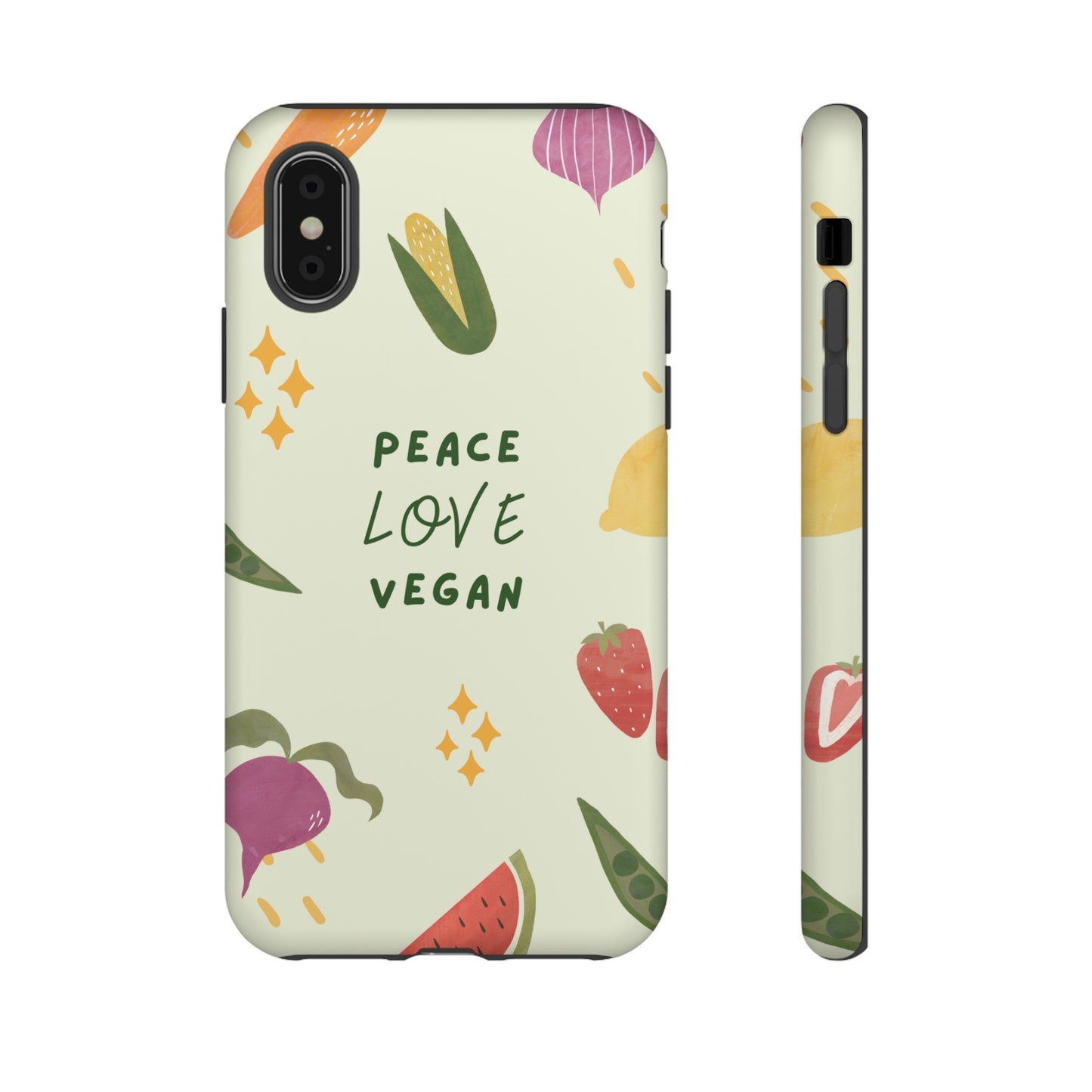 Peace Love Vegan Wallpaper Phone Case | iPhone 15 Plus/ Pro, 14, 13, 12| Google Pixel 7, Pro, 5| Samsung Galaxy S23 All Major Phone Models