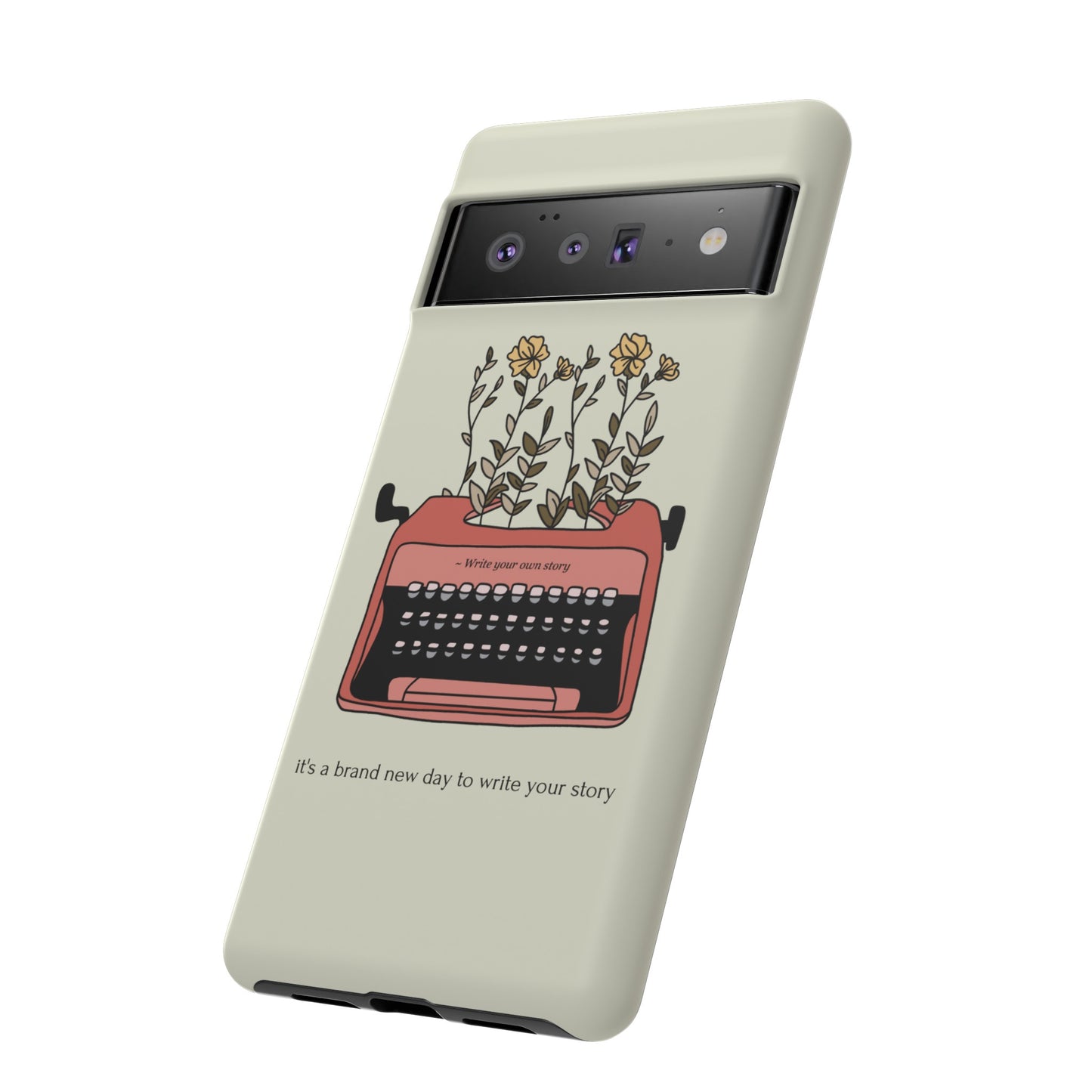 Flower Typewriter Phone Case | iPhone 15 Plus/ Pro, 14, 13, 12| Google Pixel 7, Pro, 5| Samsung Galaxy S23 All Major Phone Models