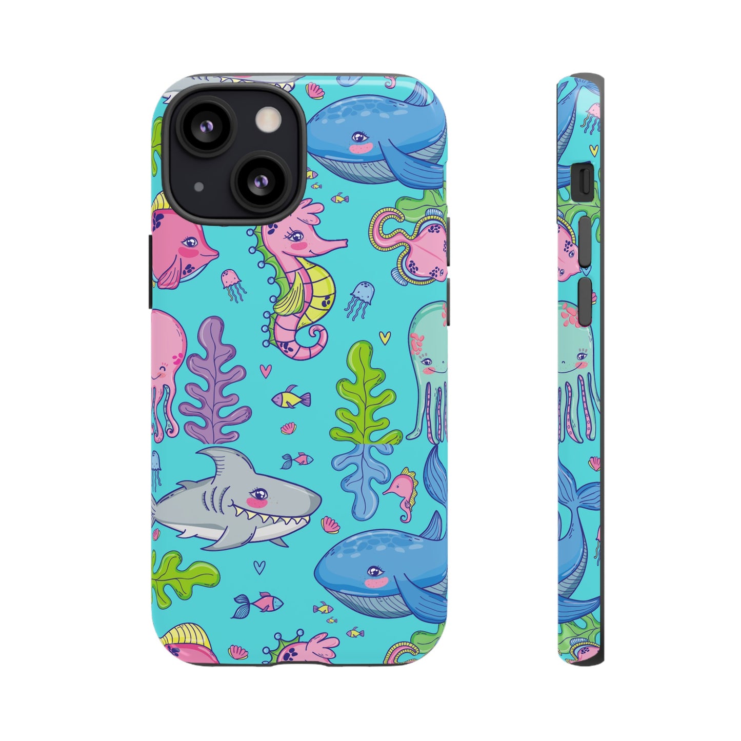 Cartoon Sea Creatures Wallpaper Phone Case | iPhone 15 Plus/ Pro, 14, 13, 12| Google Pixel 7, Pro, 5| Samsung Galaxy S23 All Major Phone Models