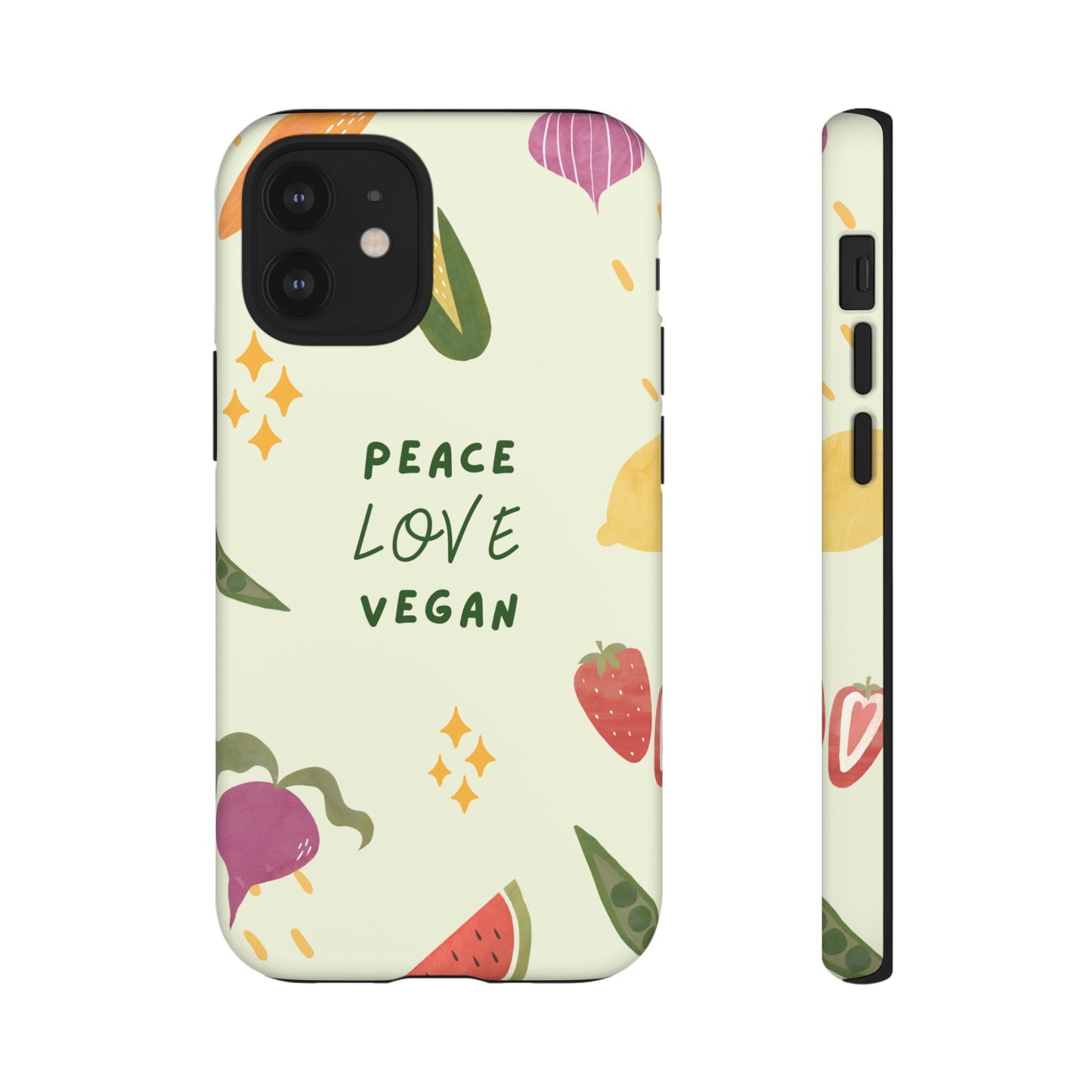 Peace Love Vegan Wallpaper Phone Case | iPhone 15 Plus/ Pro, 14, 13, 12| Google Pixel 7, Pro, 5| Samsung Galaxy S23 All Major Phone Models