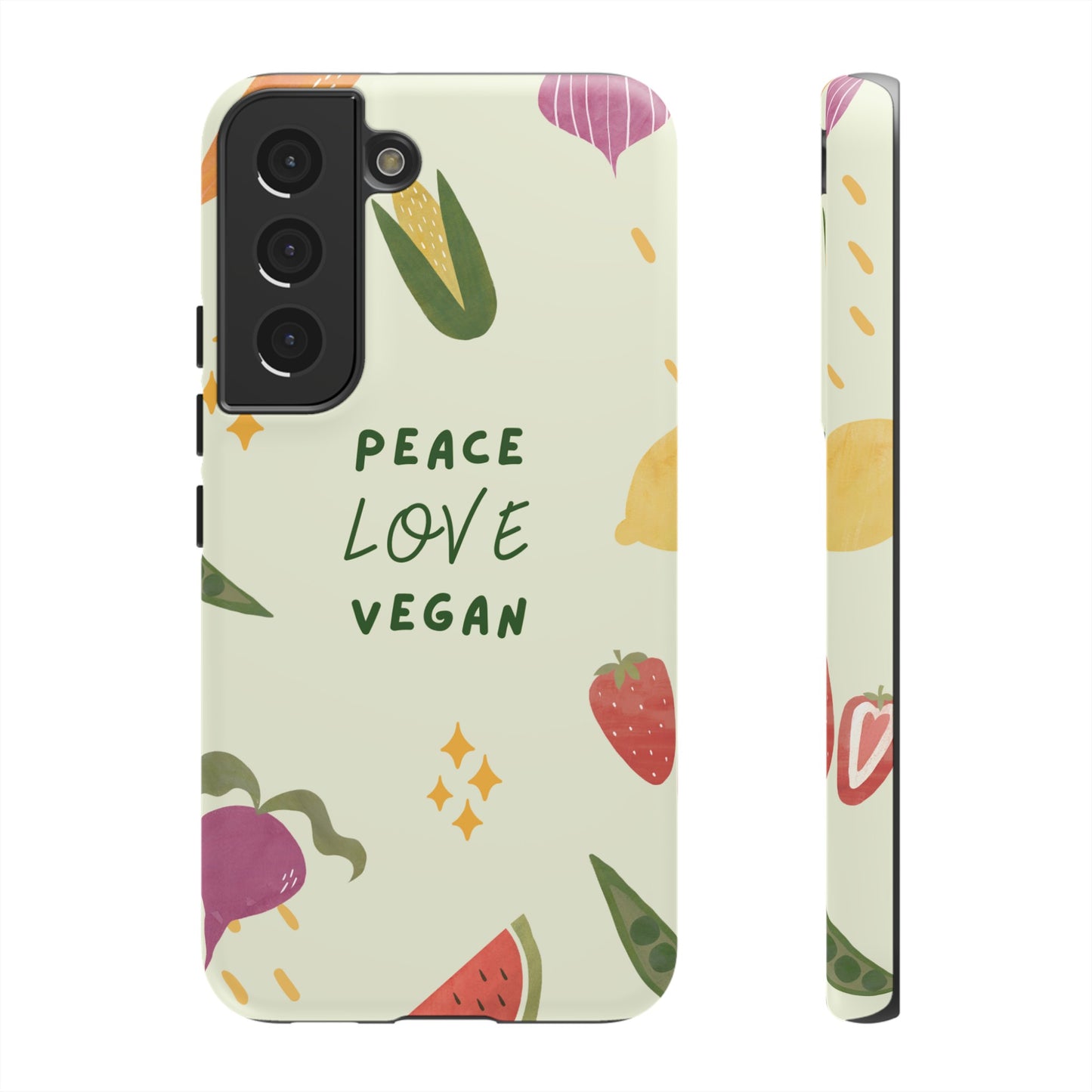 Peace Love Vegan Wallpaper Phone Case | iPhone 15 Plus/ Pro, 14, 13, 12| Google Pixel 7, Pro, 5| Samsung Galaxy S23 All Major Phone Models