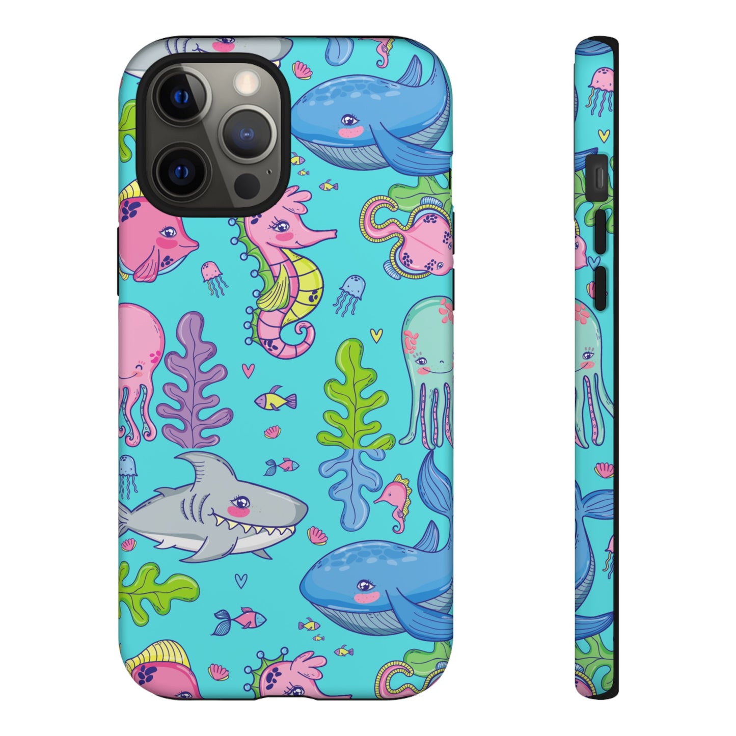 Cartoon Sea Creatures Wallpaper Phone Case | iPhone 15 Plus/ Pro, 14, 13, 12| Google Pixel 7, Pro, 5| Samsung Galaxy S23 All Major Phone Models