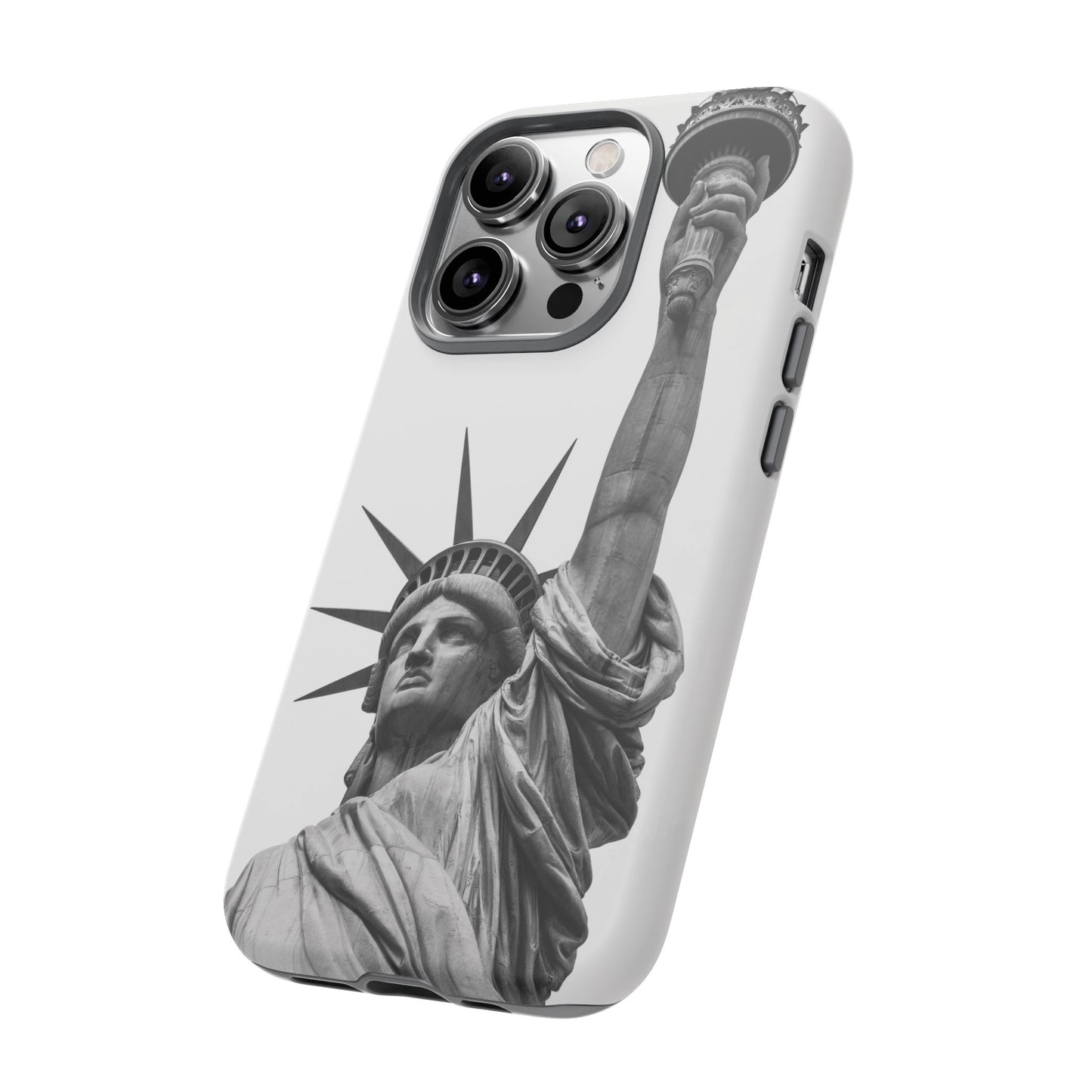 Black & White Statue of Liberty Wallpaper Phone Case | iPhone 15 Plus/ Pro, 14, 13, 12| Google Pixel 7, Pro, 5| Samsung Galaxy S23 All Major Phone Models