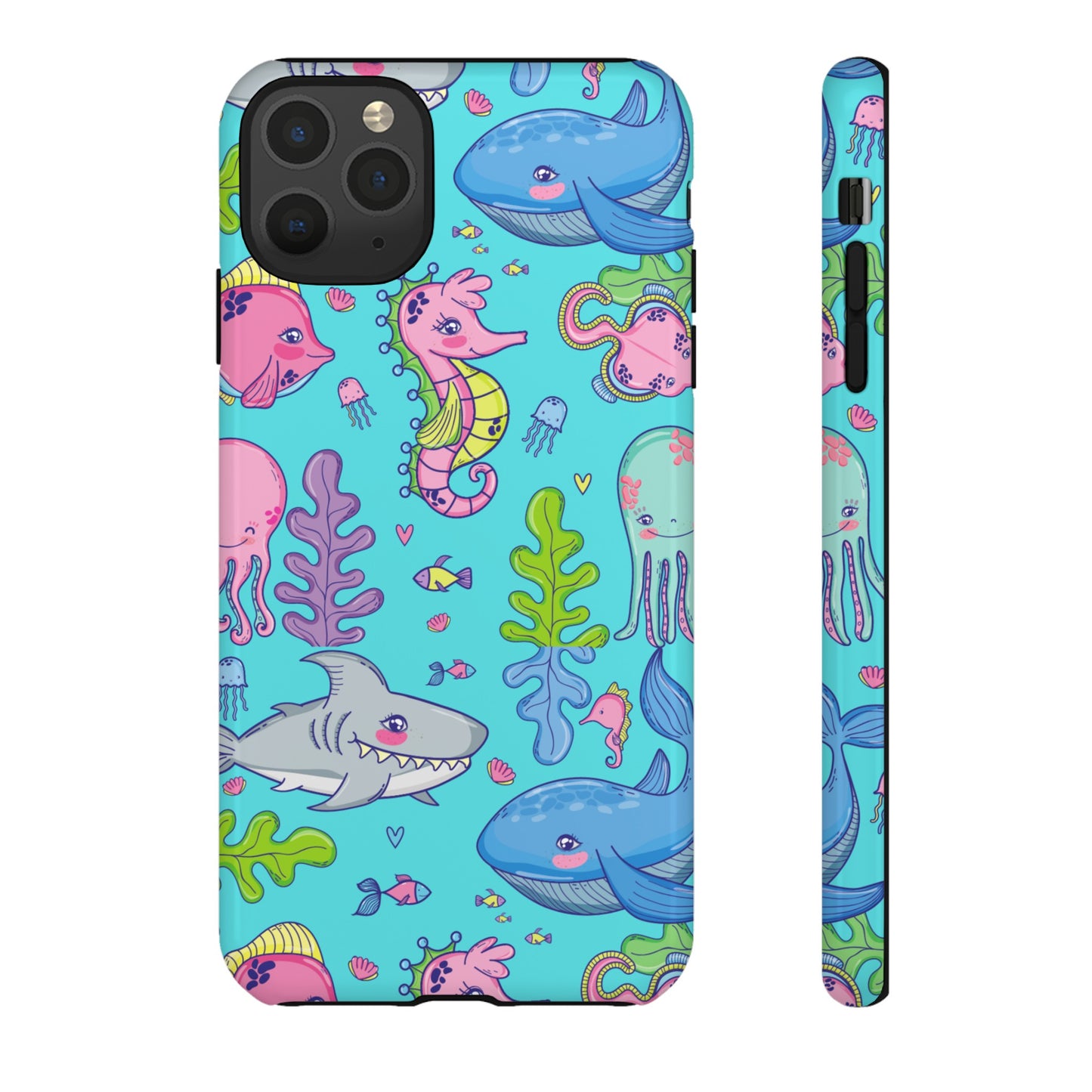 Cartoon Sea Creatures Wallpaper Phone Case | iPhone 15 Plus/ Pro, 14, 13, 12| Google Pixel 7, Pro, 5| Samsung Galaxy S23 All Major Phone Models