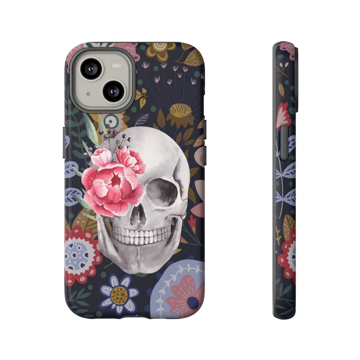 Floral Skull Wallpaper Phone Case | iPhone 15 Plus/ Pro, 14, 13, 12| Google Pixel 7, Pro, 5| Samsung Galaxy S23 All Major Phone Models