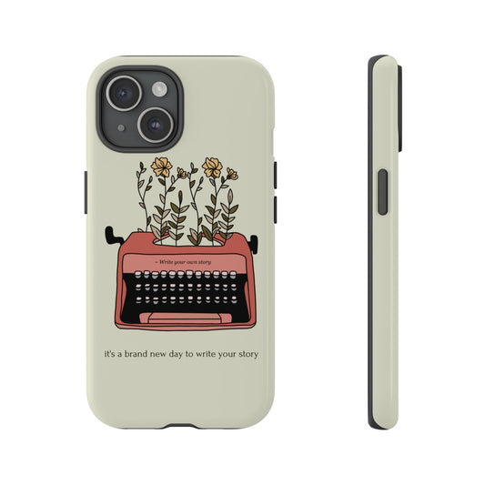 Flower Typewriter Phone Case | iPhone 15 Plus/ Pro, 14, 13, 12| Google Pixel 7, Pro, 5| Samsung Galaxy S23 All Major Phone Models