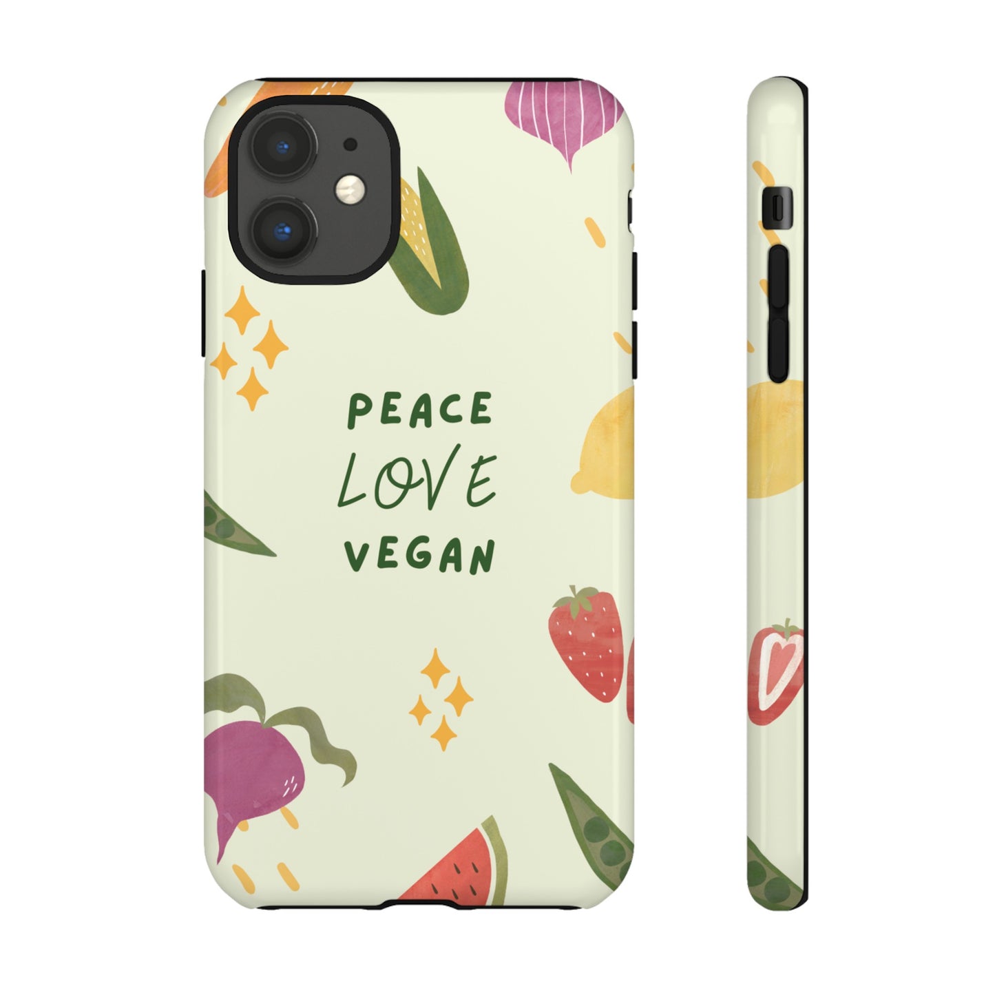 Peace Love Vegan Wallpaper Phone Case | iPhone 15 Plus/ Pro, 14, 13, 12| Google Pixel 7, Pro, 5| Samsung Galaxy S23 All Major Phone Models