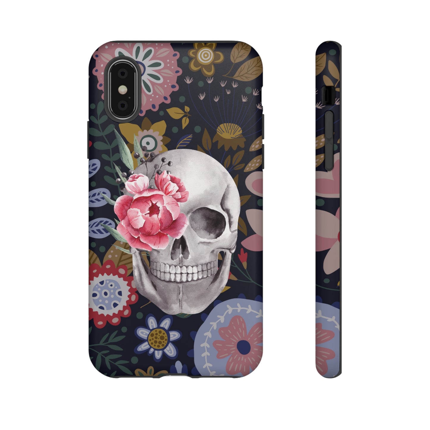 Floral Skull Wallpaper Phone Case | iPhone 15 Plus/ Pro, 14, 13, 12| Google Pixel 7, Pro, 5| Samsung Galaxy S23 All Major Phone Models