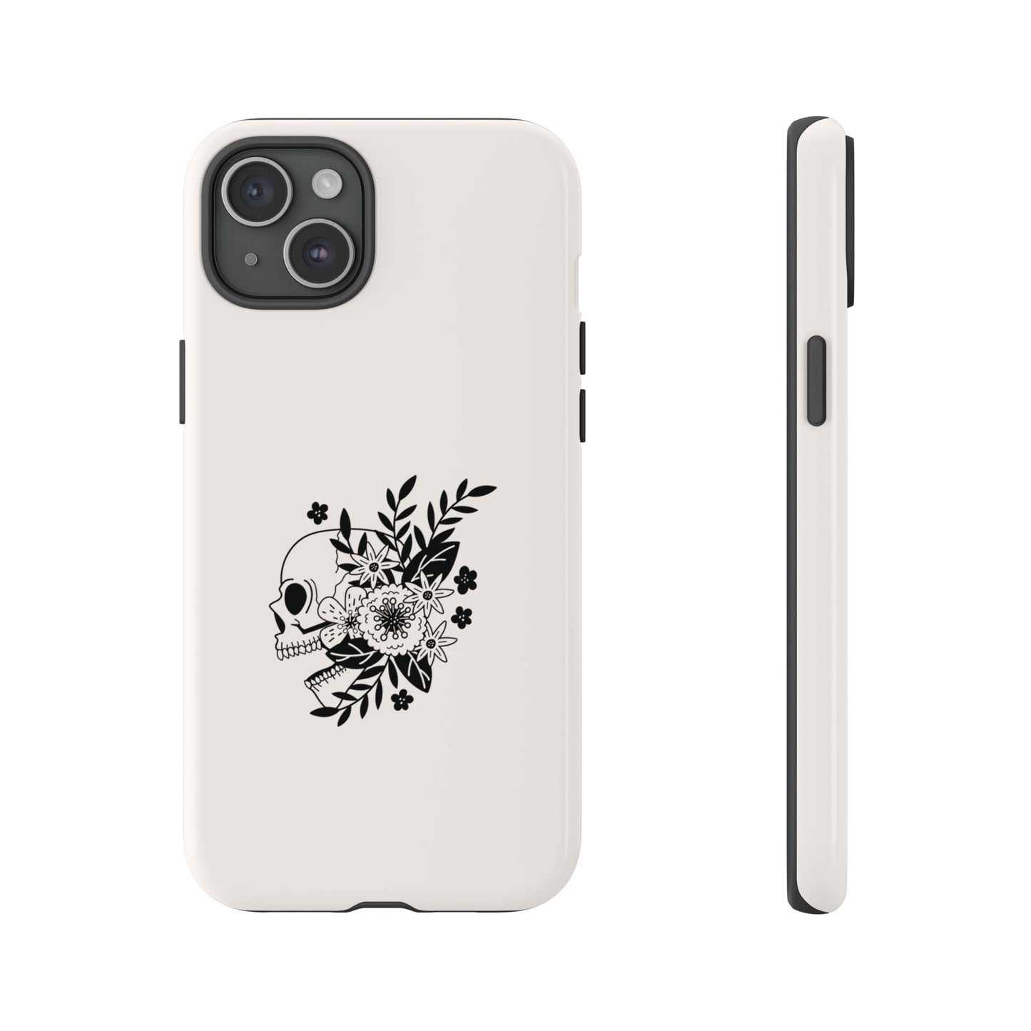 Skull with Flowers Wallpaper Phone Case | iPhone 15 Plus/ Pro, 14, 13, 12| Google Pixel 7, Pro, 5| Samsung Galaxy S23 All Major Phone Models