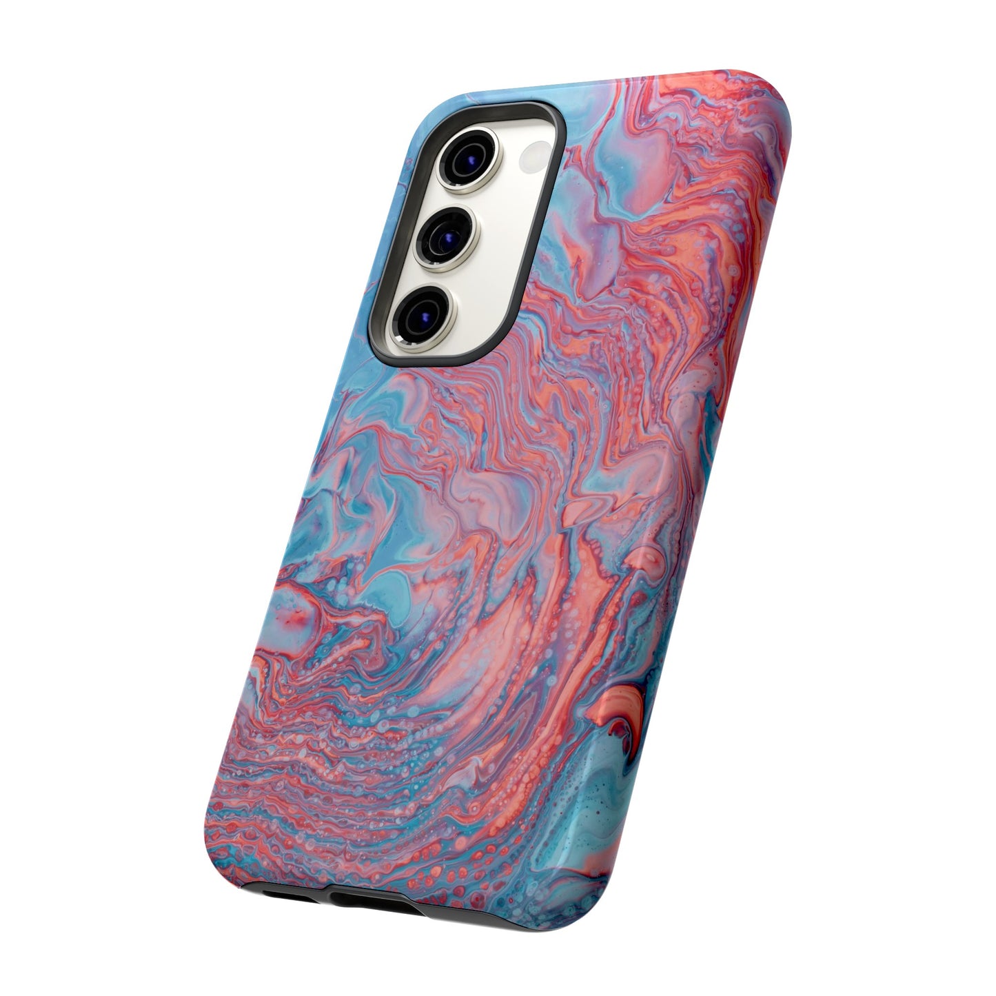 Coral Pink & Blue Abstract Paint Phone Case|iPhone 15 Plus/ Pro, 14, 13, 12|Google Pixel 7, Pro, 5|Samsung Galaxy S23 All Major Phone Models