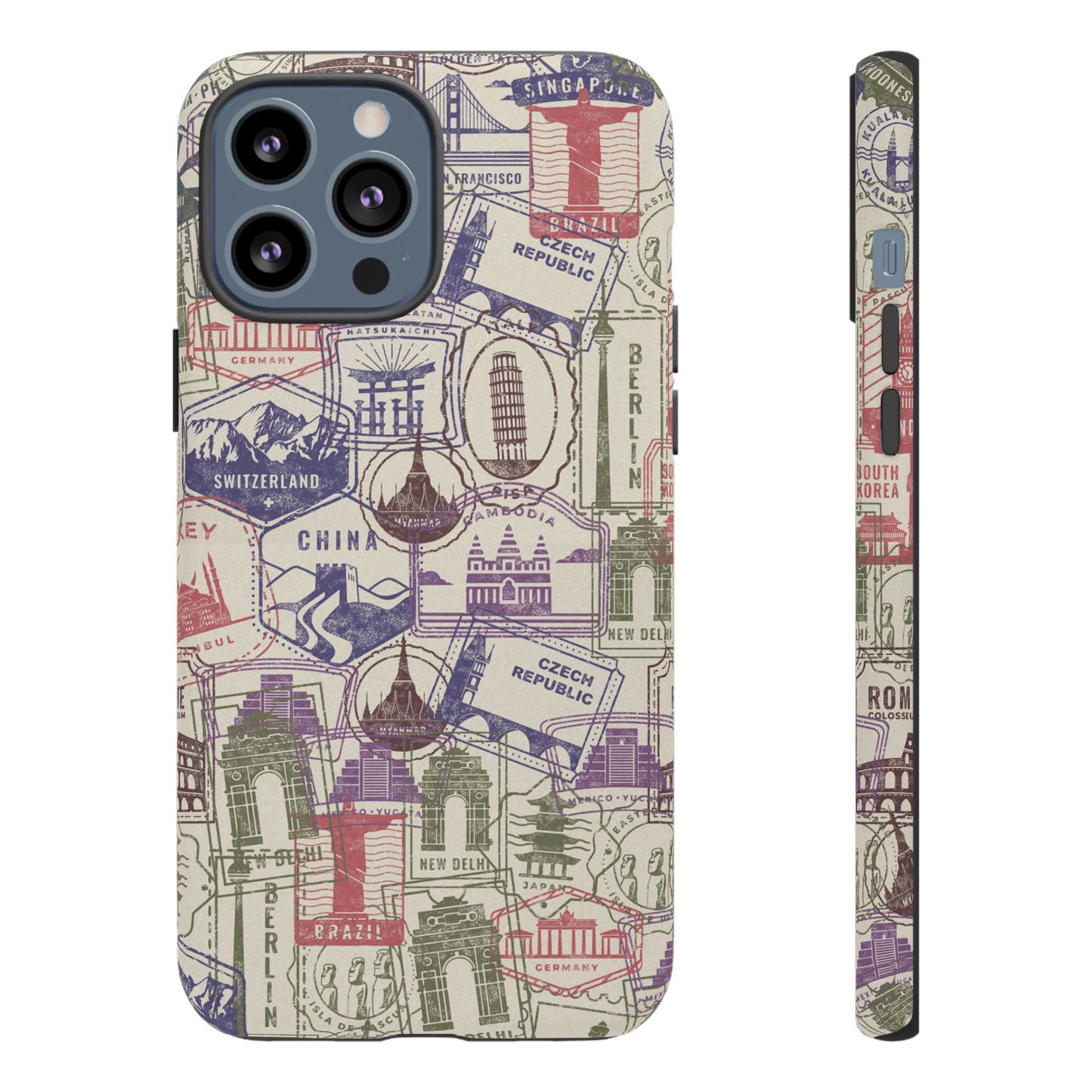 Travel Stamp Wallpaper Phone Case | iPhone 15 Plus/ Pro, 14, 13, 12| Google Pixel 7, Pro, 5| Samsung Galaxy S23 All Major Phone Models