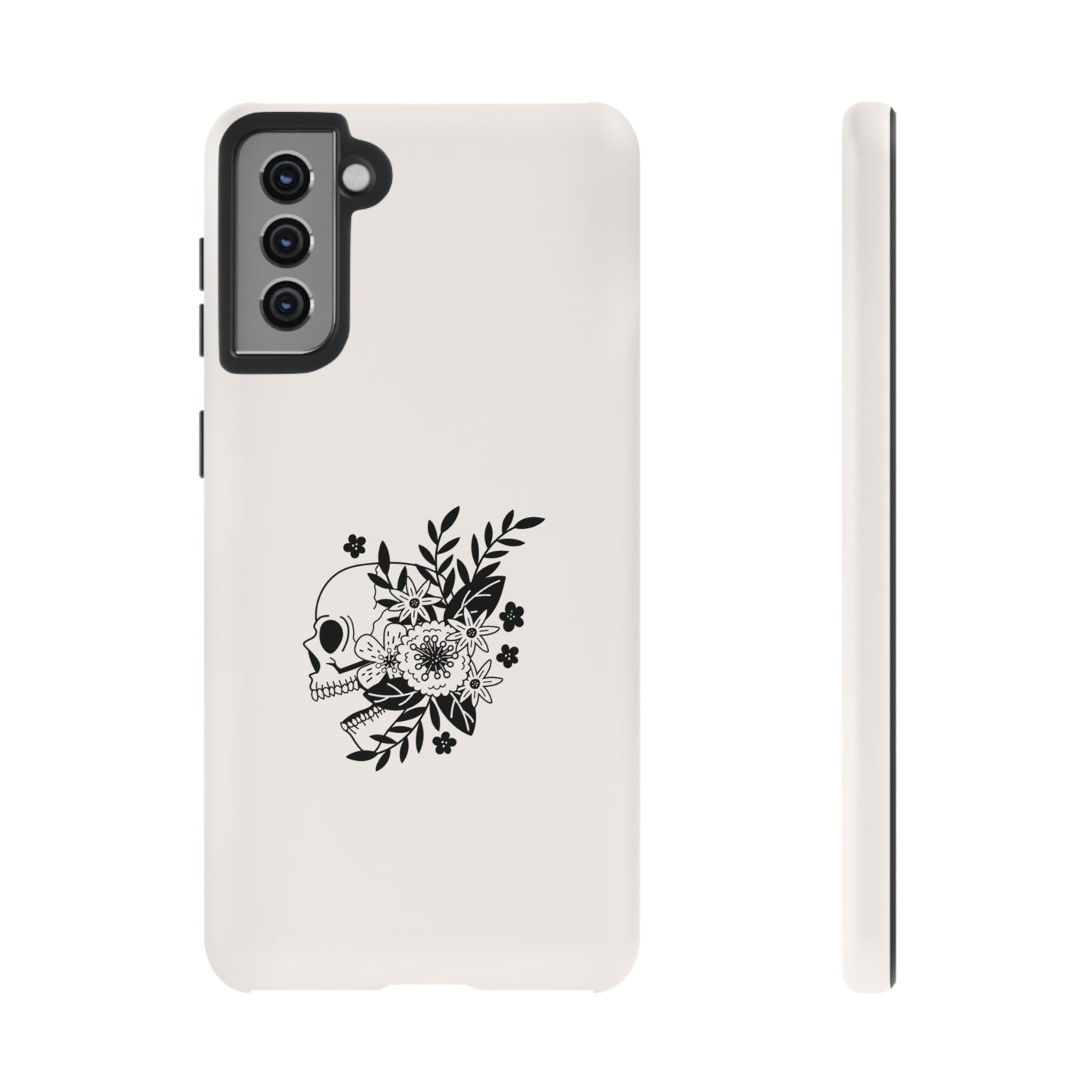 Skull with Flowers Wallpaper Phone Case | iPhone 15 Plus/ Pro, 14, 13, 12| Google Pixel 7, Pro, 5| Samsung Galaxy S23 All Major Phone Models