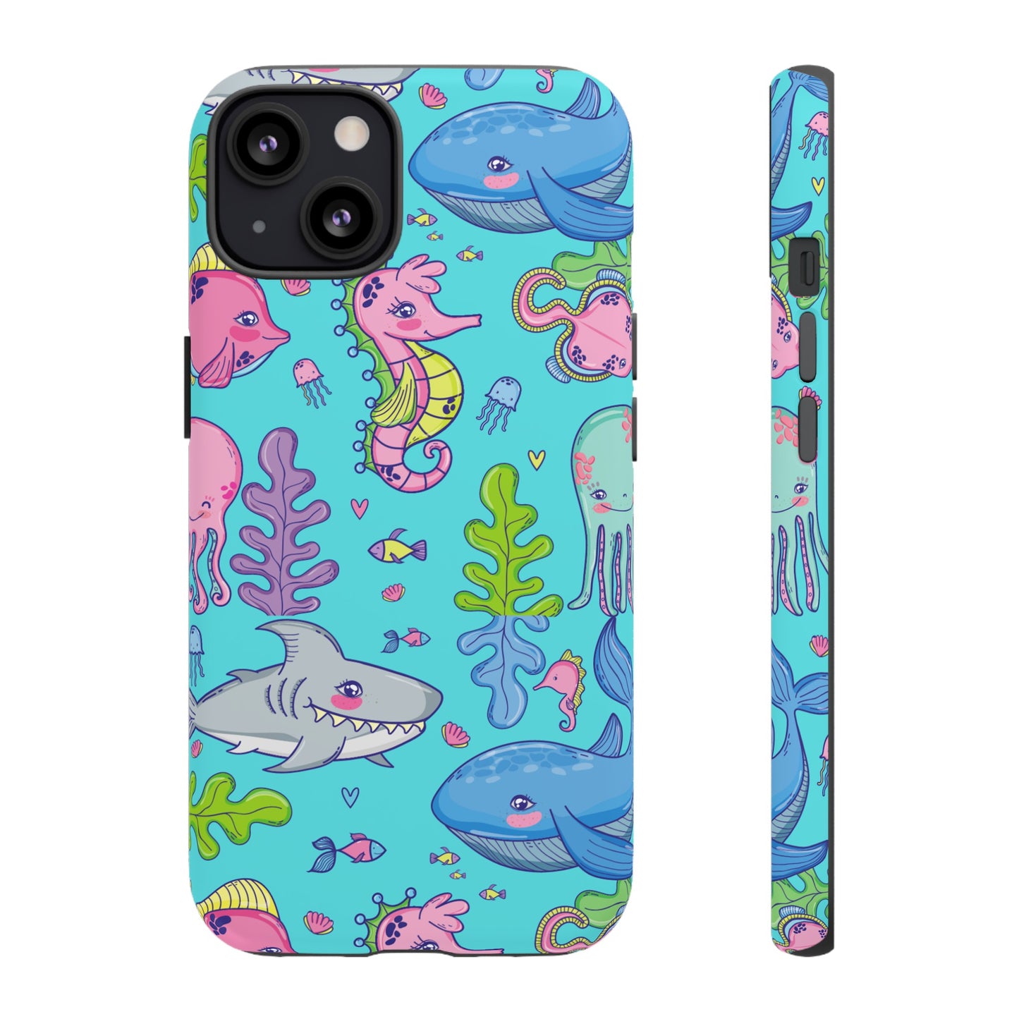 Cartoon Sea Creatures Wallpaper Phone Case | iPhone 15 Plus/ Pro, 14, 13, 12| Google Pixel 7, Pro, 5| Samsung Galaxy S23 All Major Phone Models