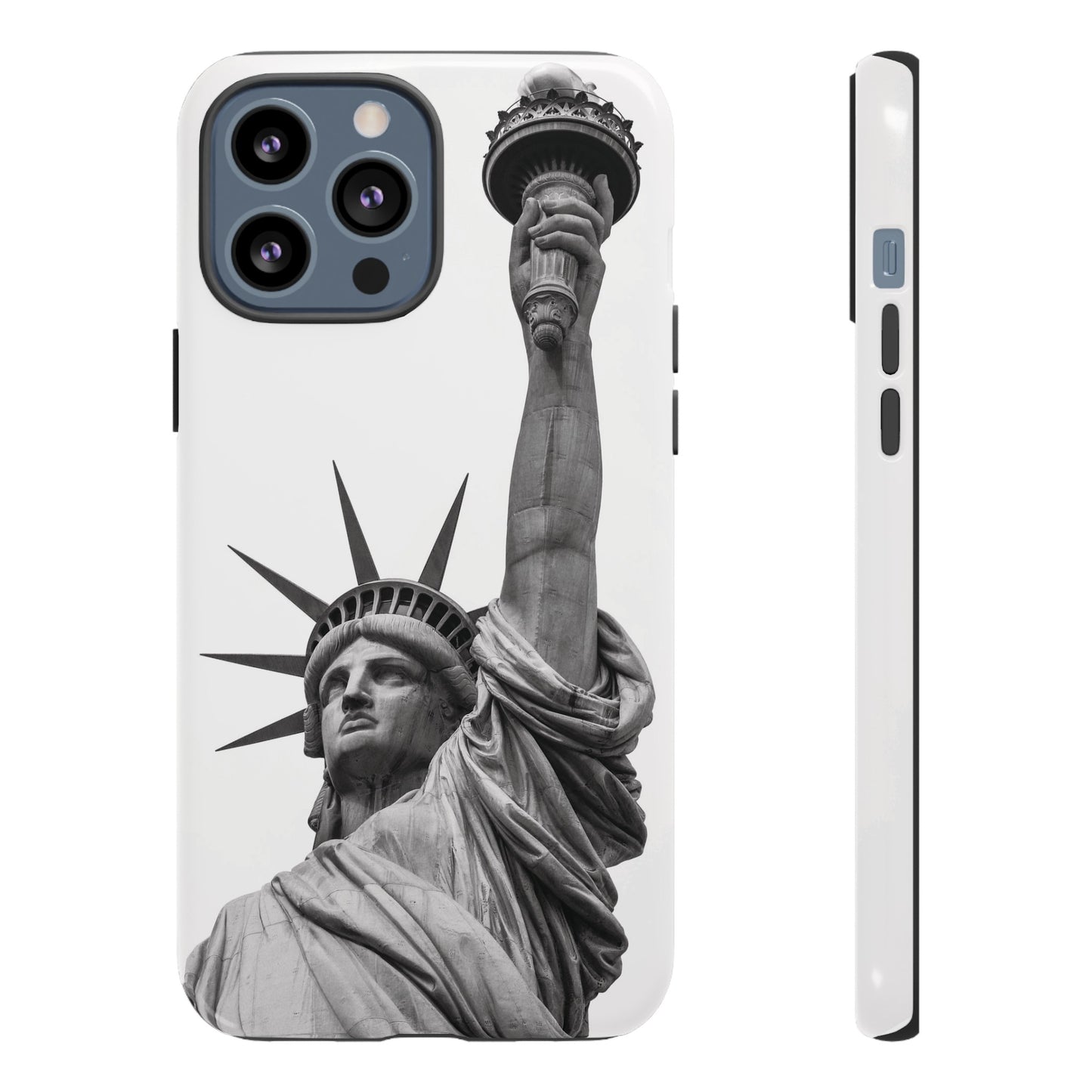 Black & White Statue of Liberty Wallpaper Phone Case | iPhone 15 Plus/ Pro, 14, 13, 12| Google Pixel 7, Pro, 5| Samsung Galaxy S23 All Major Phone Models