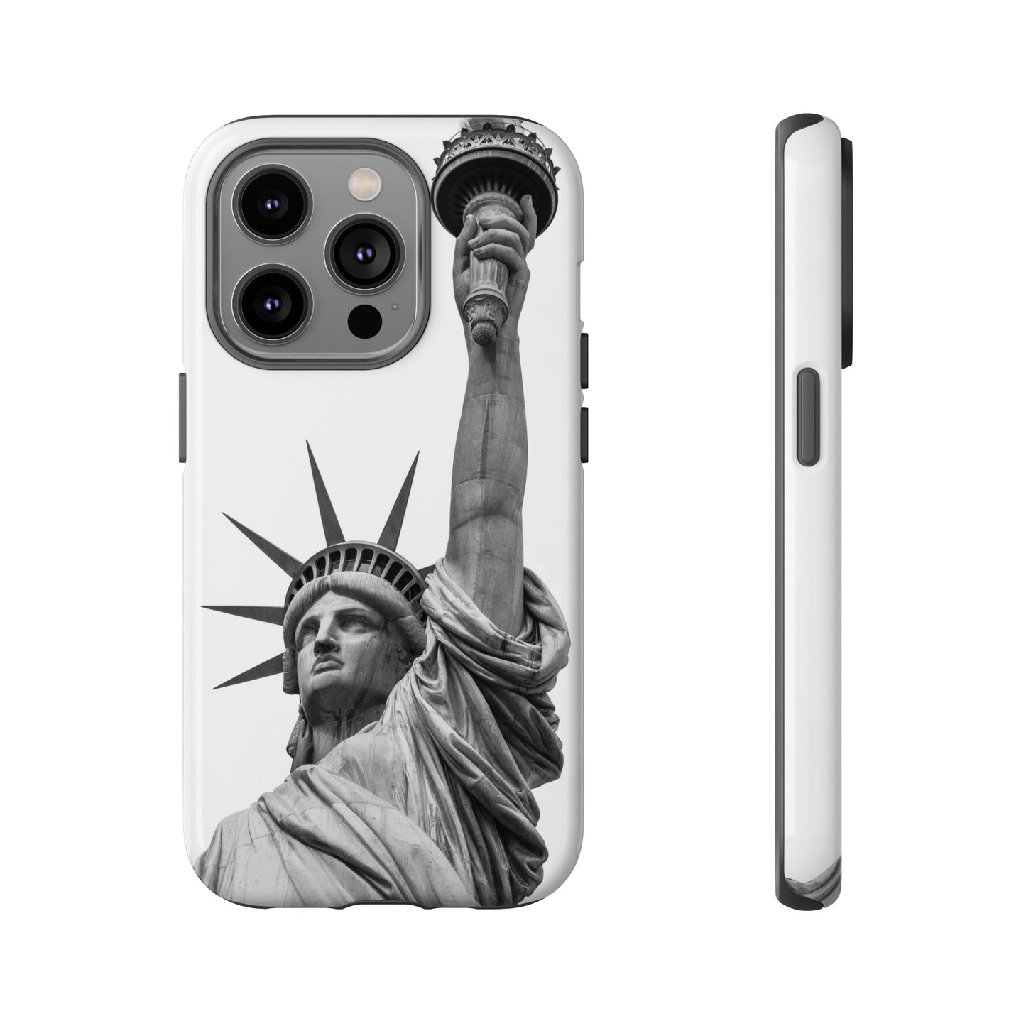 Black & White Statue of Liberty Wallpaper Phone Case | iPhone 15 Plus/ Pro, 14, 13, 12| Google Pixel 7, Pro, 5| Samsung Galaxy S23 All Major Phone Models