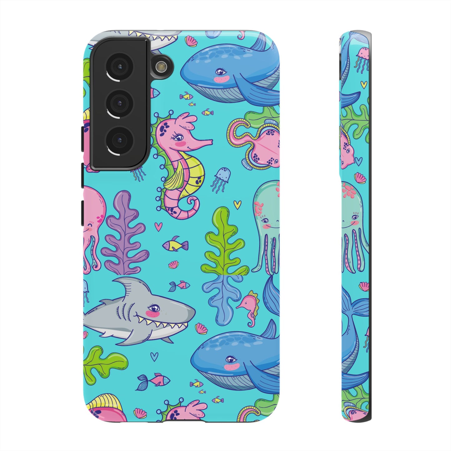 Cartoon Sea Creatures Wallpaper Phone Case | iPhone 15 Plus/ Pro, 14, 13, 12| Google Pixel 7, Pro, 5| Samsung Galaxy S23 All Major Phone Models