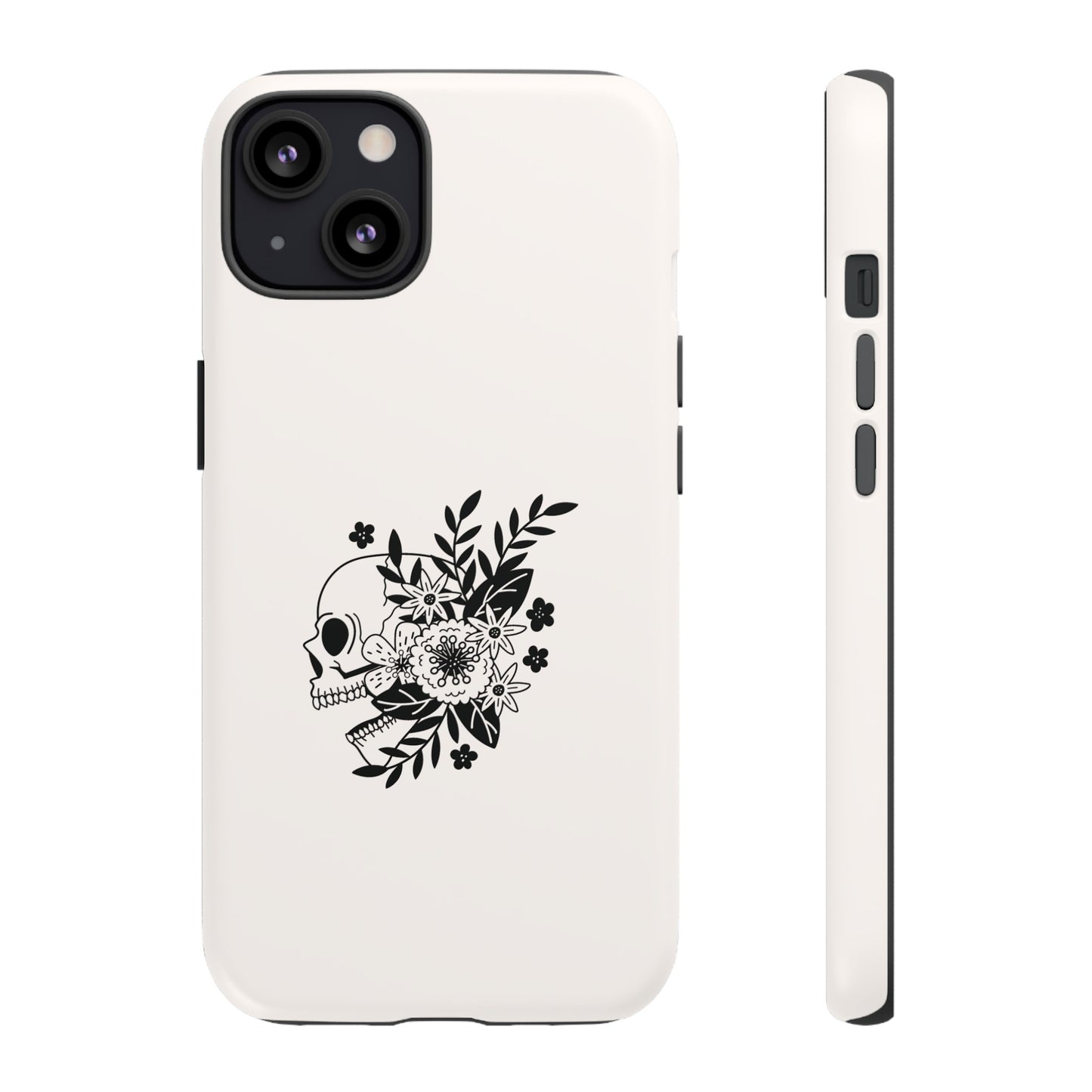 Skull with Flowers Wallpaper Phone Case | iPhone 15 Plus/ Pro, 14, 13, 12| Google Pixel 7, Pro, 5| Samsung Galaxy S23 All Major Phone Models