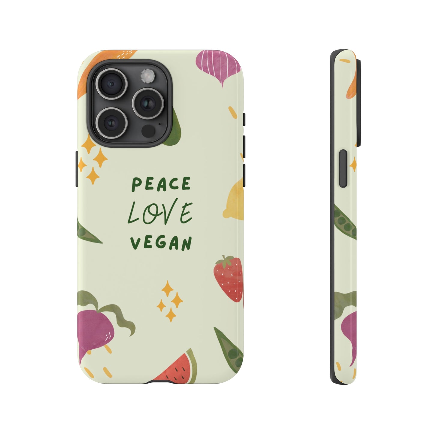 Peace Love Vegan Wallpaper Phone Case | iPhone 15 Plus/ Pro, 14, 13, 12| Google Pixel 7, Pro, 5| Samsung Galaxy S23 All Major Phone Models