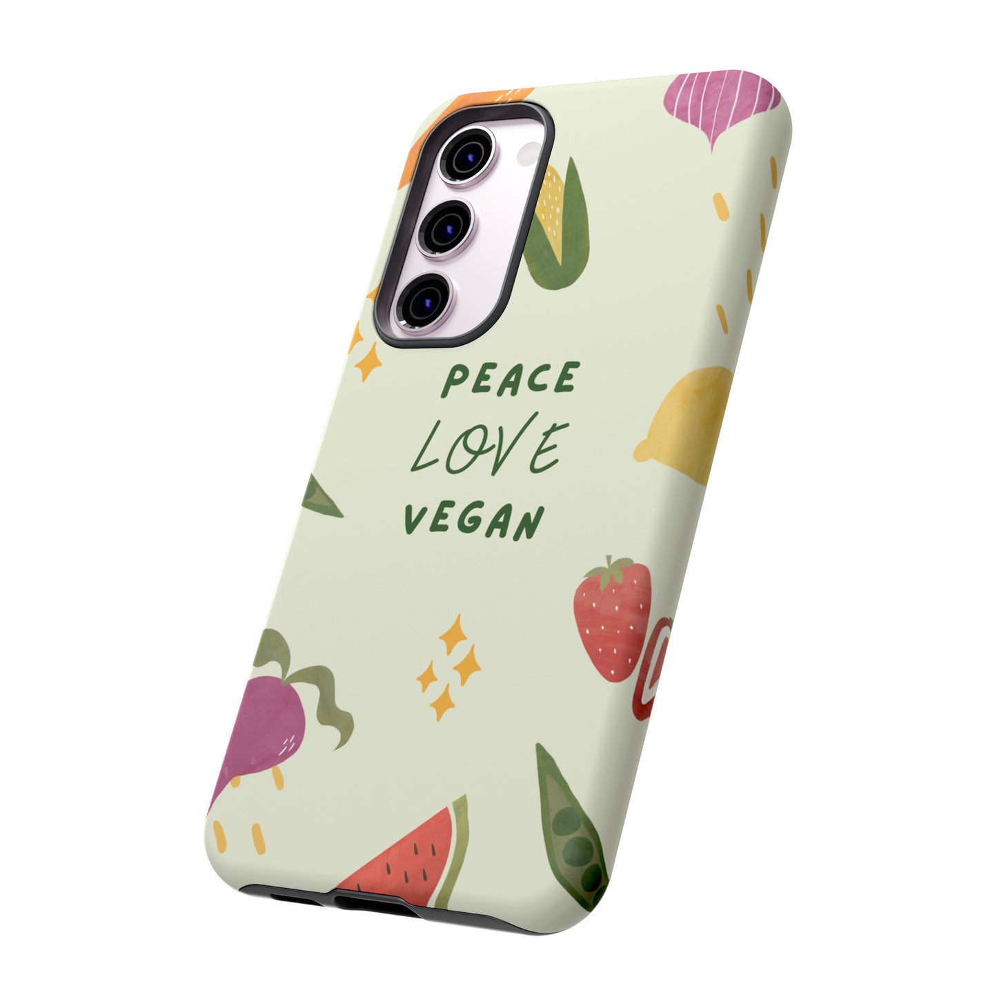 Peace Love Vegan Wallpaper Phone Case | iPhone 15 Plus/ Pro, 14, 13, 12| Google Pixel 7, Pro, 5| Samsung Galaxy S23 All Major Phone Models