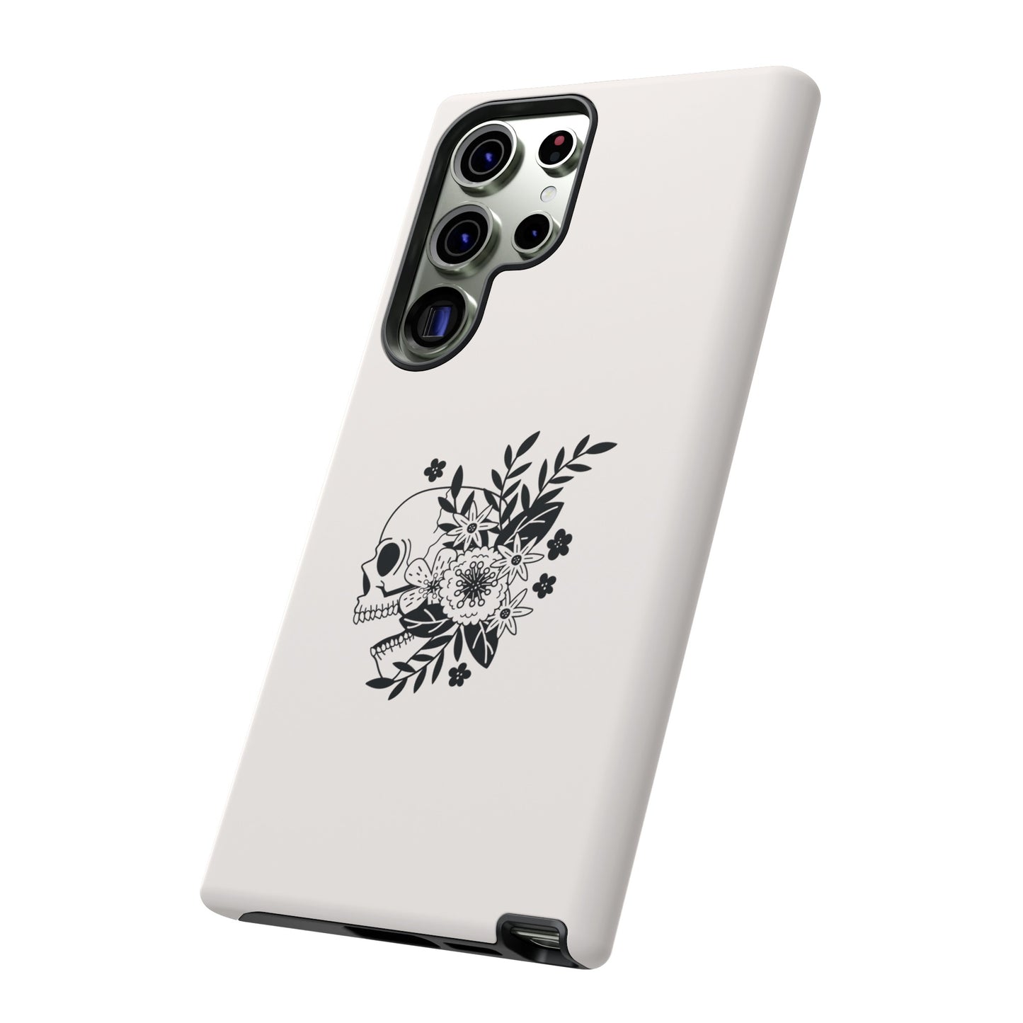 Skull with Flowers Wallpaper Phone Case | iPhone 15 Plus/ Pro, 14, 13, 12| Google Pixel 7, Pro, 5| Samsung Galaxy S23 All Major Phone Models