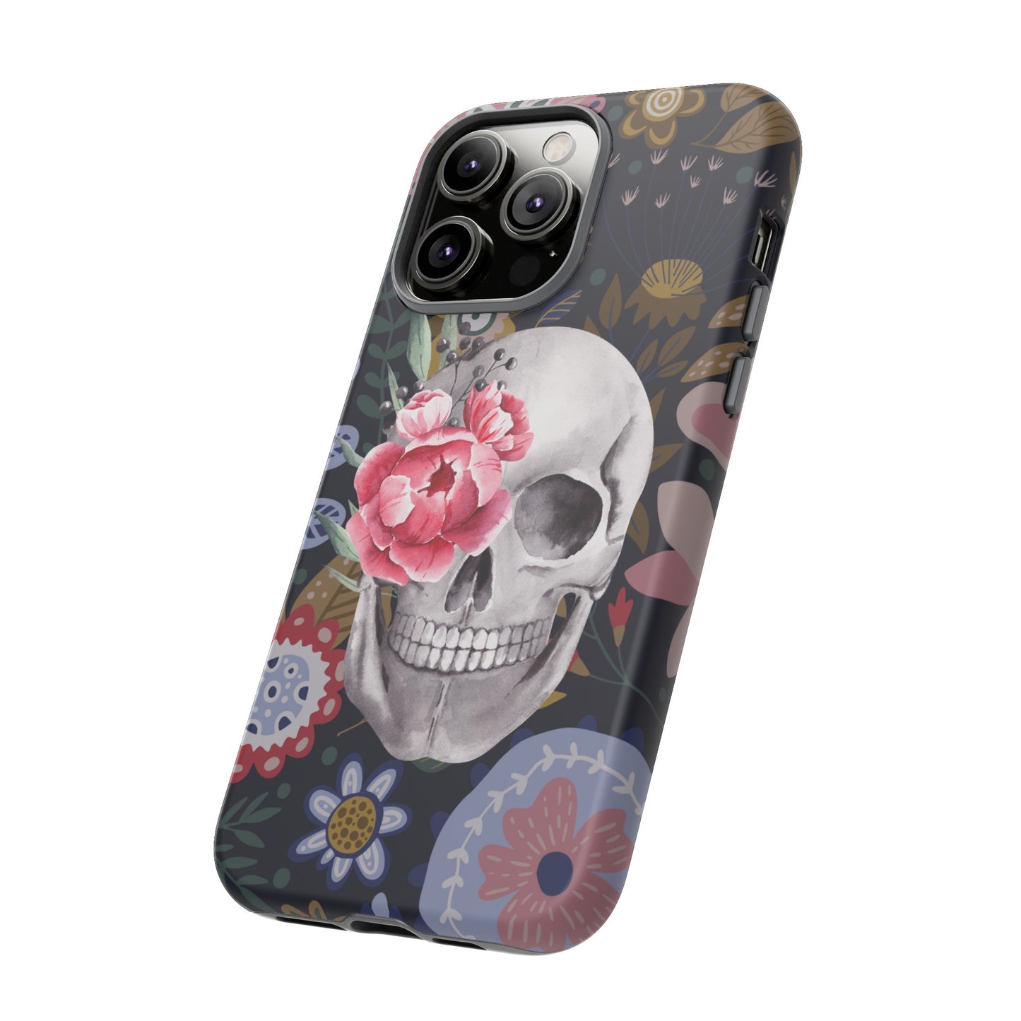 Floral Skull Wallpaper Phone Case | iPhone 15 Plus/ Pro, 14, 13, 12| Google Pixel 7, Pro, 5| Samsung Galaxy S23 All Major Phone Models