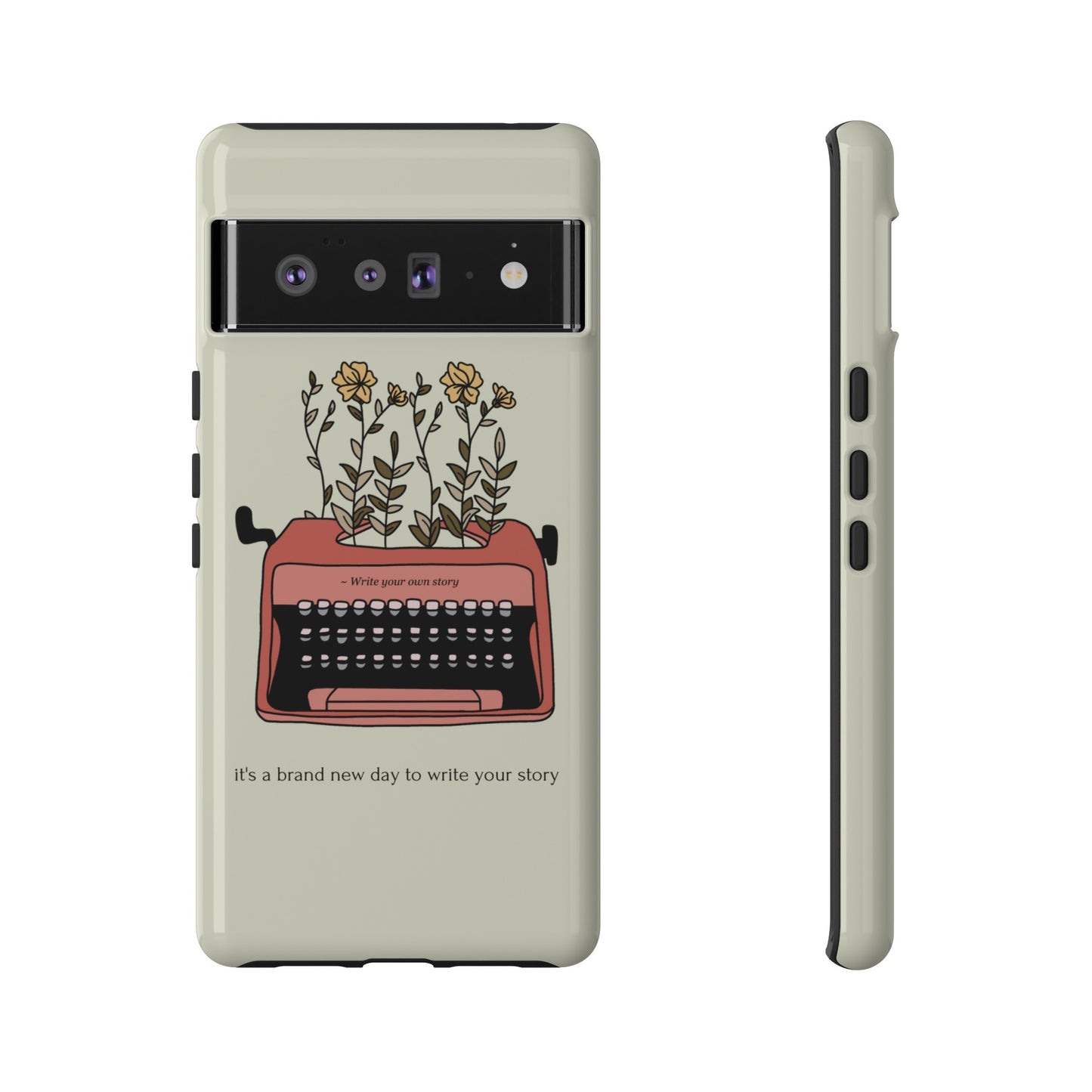 Flower Typewriter Phone Case | iPhone 15 Plus/ Pro, 14, 13, 12| Google Pixel 7, Pro, 5| Samsung Galaxy S23 All Major Phone Models