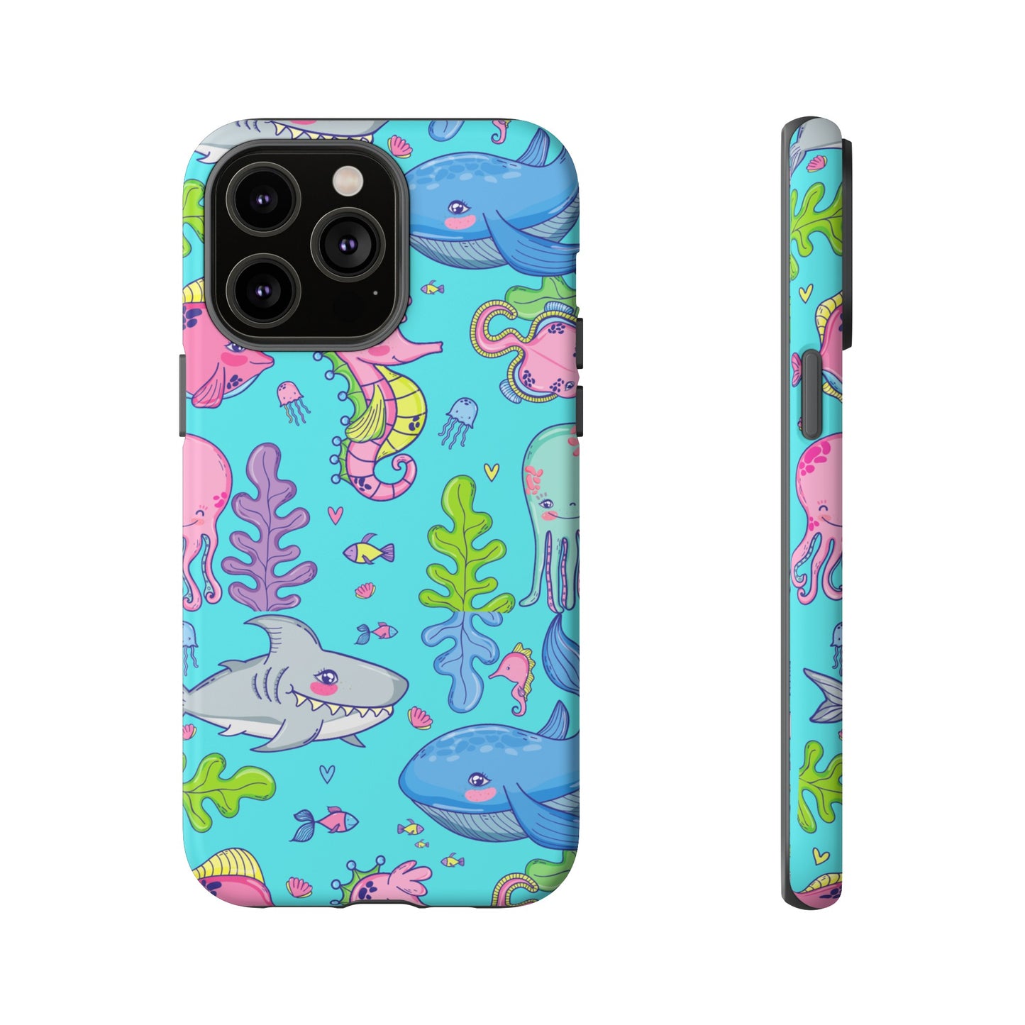 Cartoon Sea Creatures Wallpaper Phone Case | iPhone 15 Plus/ Pro, 14, 13, 12| Google Pixel 7, Pro, 5| Samsung Galaxy S23 All Major Phone Models