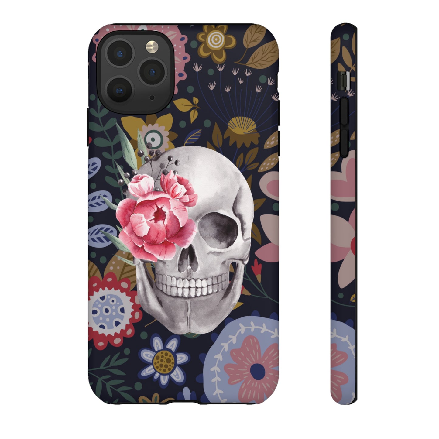 Floral Skull Wallpaper Phone Case | iPhone 15 Plus/ Pro, 14, 13, 12| Google Pixel 7, Pro, 5| Samsung Galaxy S23 All Major Phone Models