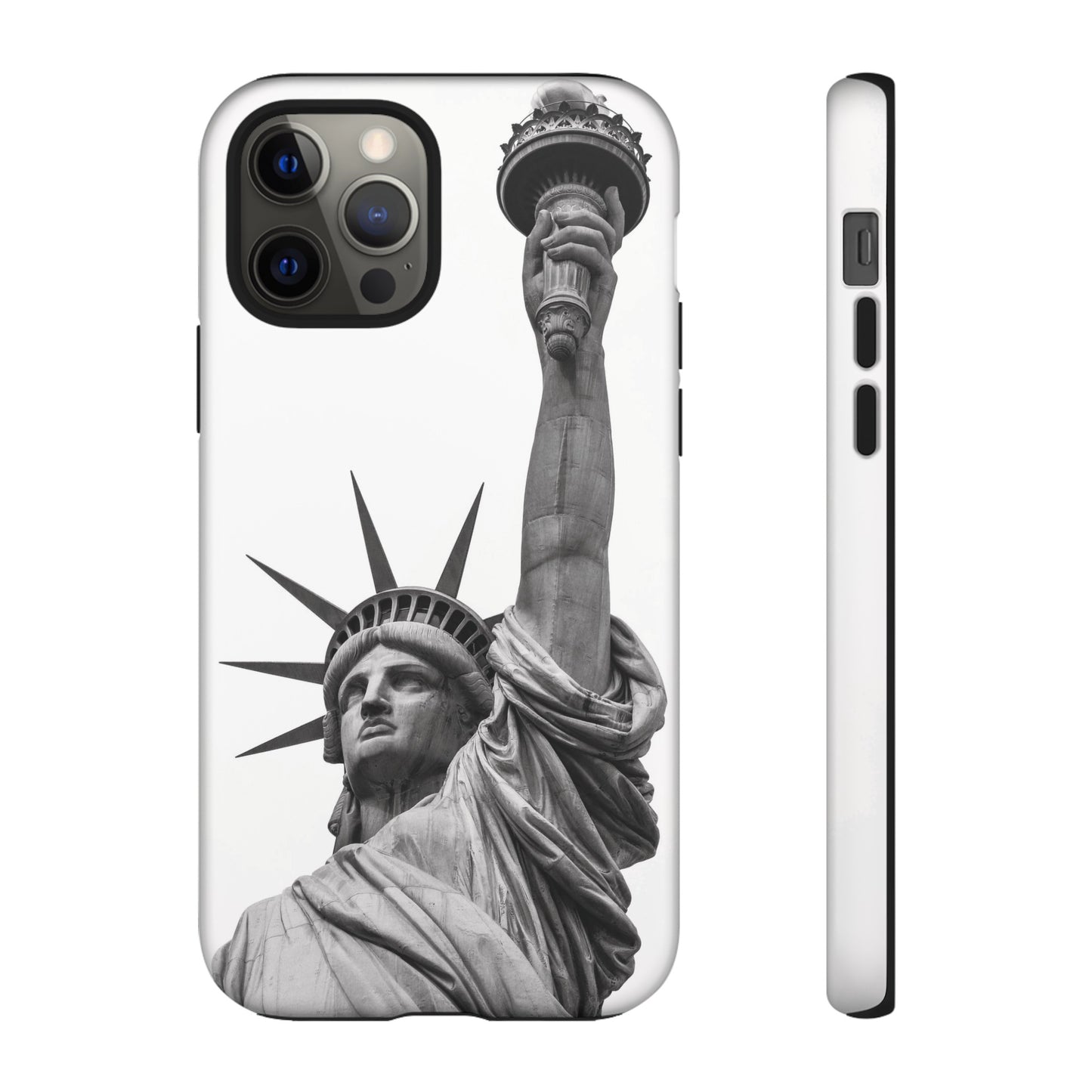 Black & White Statue of Liberty Wallpaper Phone Case | iPhone 15 Plus/ Pro, 14, 13, 12| Google Pixel 7, Pro, 5| Samsung Galaxy S23 All Major Phone Models