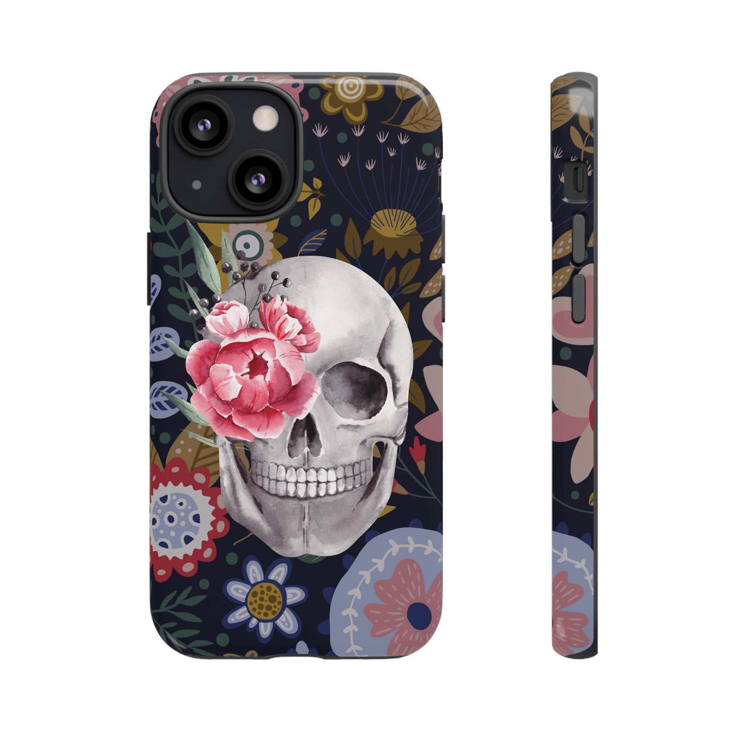 Floral Skull Wallpaper Phone Case | iPhone 15 Plus/ Pro, 14, 13, 12| Google Pixel 7, Pro, 5| Samsung Galaxy S23 All Major Phone Models