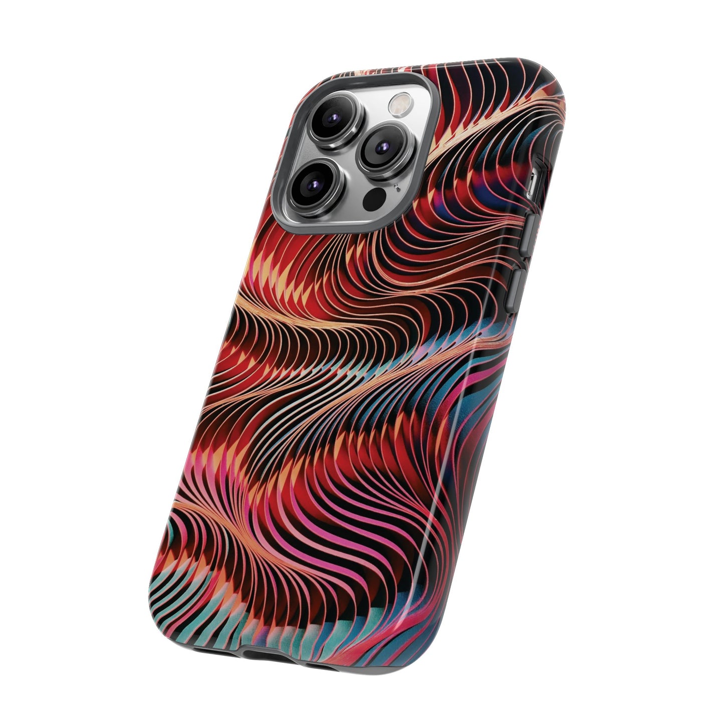 Wavy Crimson Abstract Wallpaper Phone Case|iPhone 15 Plus/ Pro, 14, 13, 12|Google Pixel 7, Pro, 5| Samsung Galaxy S23 All Major Phone Models