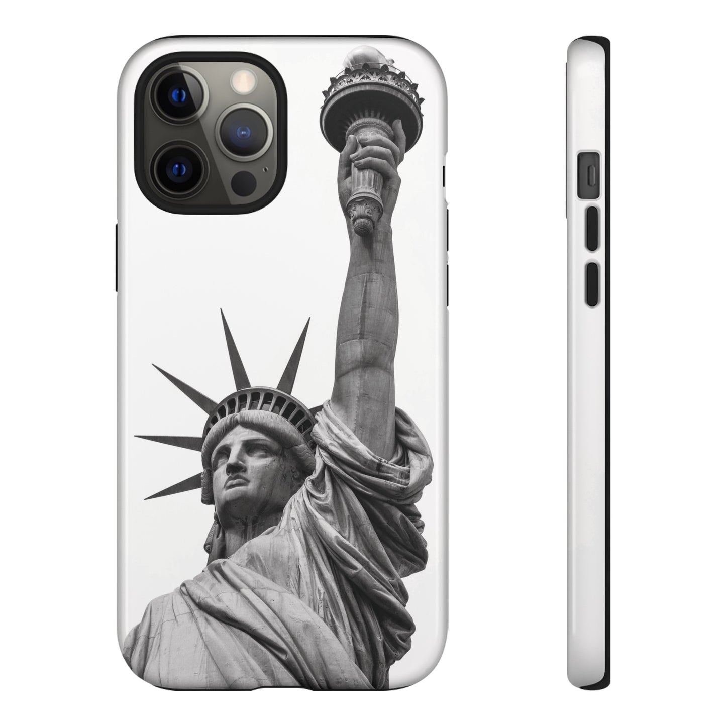 Black & White Statue of Liberty Wallpaper Phone Case | iPhone 15 Plus/ Pro, 14, 13, 12| Google Pixel 7, Pro, 5| Samsung Galaxy S23 All Major Phone Models