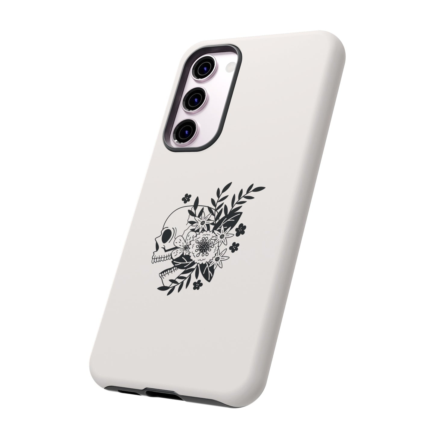 Skull with Flowers Wallpaper Phone Case | iPhone 15 Plus/ Pro, 14, 13, 12| Google Pixel 7, Pro, 5| Samsung Galaxy S23 All Major Phone Models