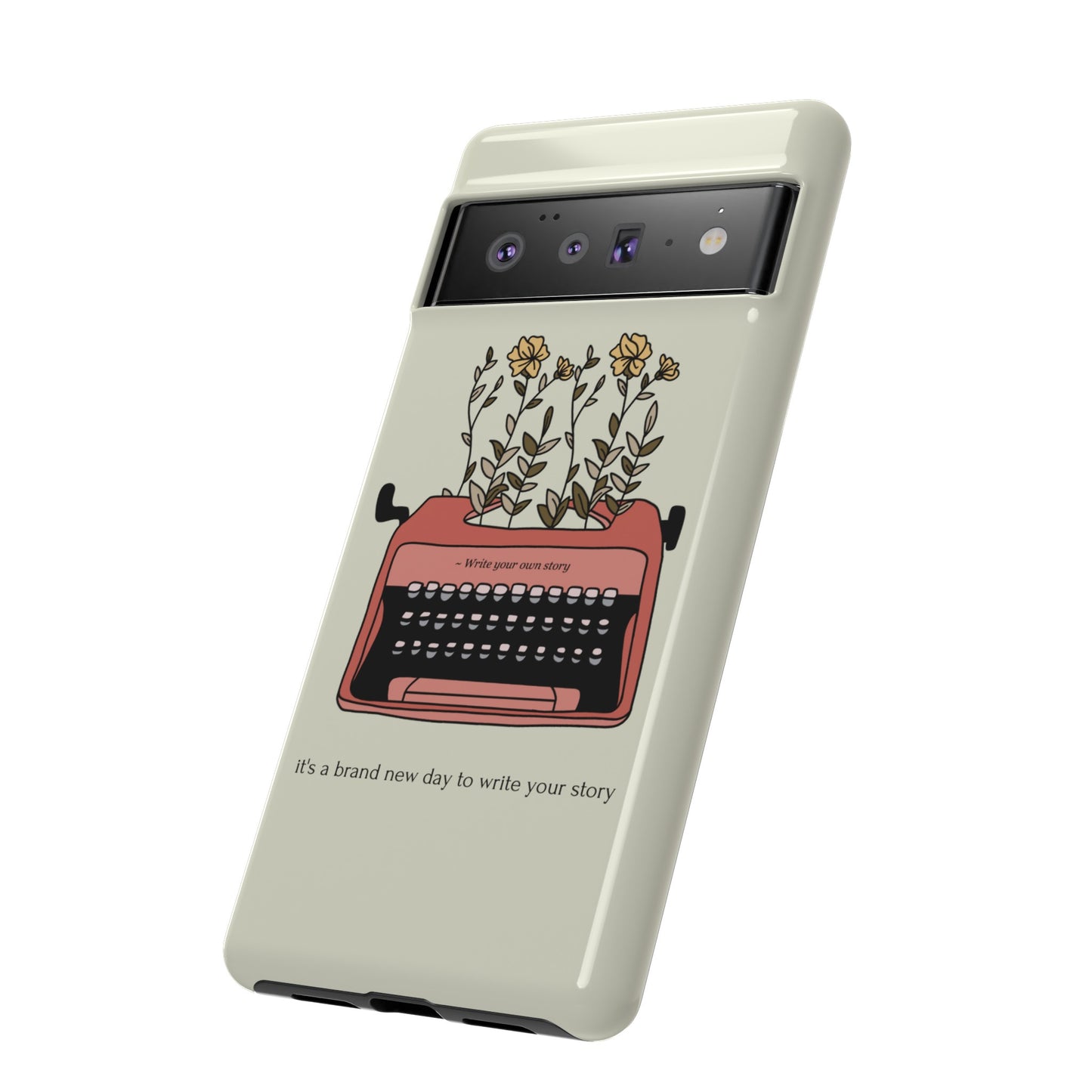 Flower Typewriter Phone Case | iPhone 15 Plus/ Pro, 14, 13, 12| Google Pixel 7, Pro, 5| Samsung Galaxy S23 All Major Phone Models