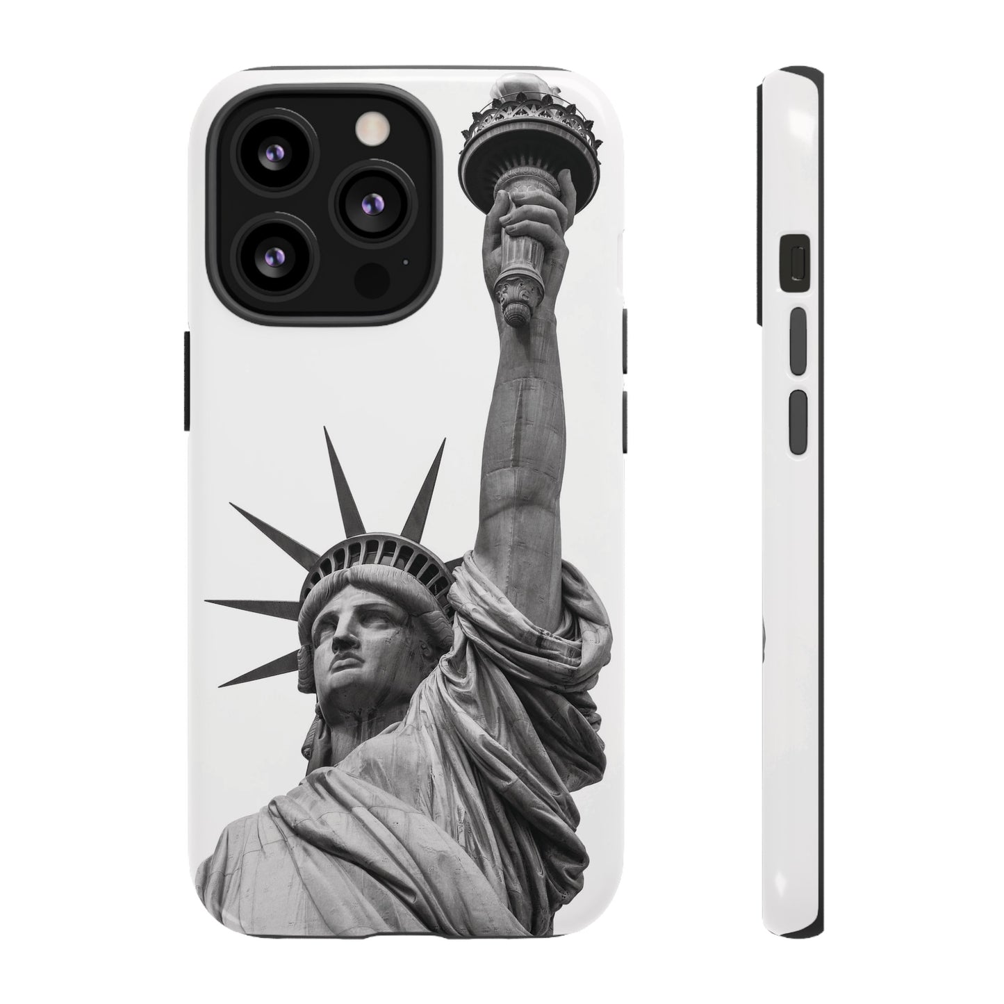 Black & White Statue of Liberty Wallpaper Phone Case | iPhone 15 Plus/ Pro, 14, 13, 12| Google Pixel 7, Pro, 5| Samsung Galaxy S23 All Major Phone Models