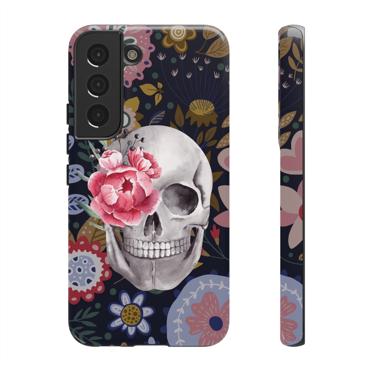 Floral Skull Wallpaper Phone Case | iPhone 15 Plus/ Pro, 14, 13, 12| Google Pixel 7, Pro, 5| Samsung Galaxy S23 All Major Phone Models