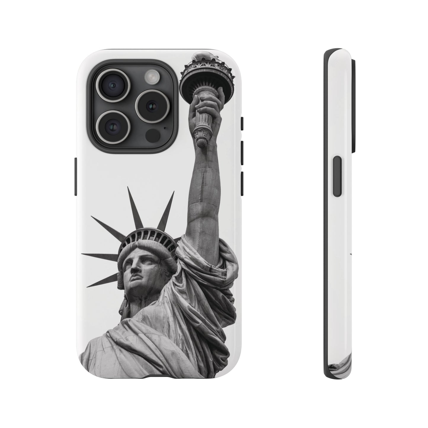 Black & White Statue of Liberty Wallpaper Phone Case | iPhone 15 Plus/ Pro, 14, 13, 12| Google Pixel 7, Pro, 5| Samsung Galaxy S23 All Major Phone Models