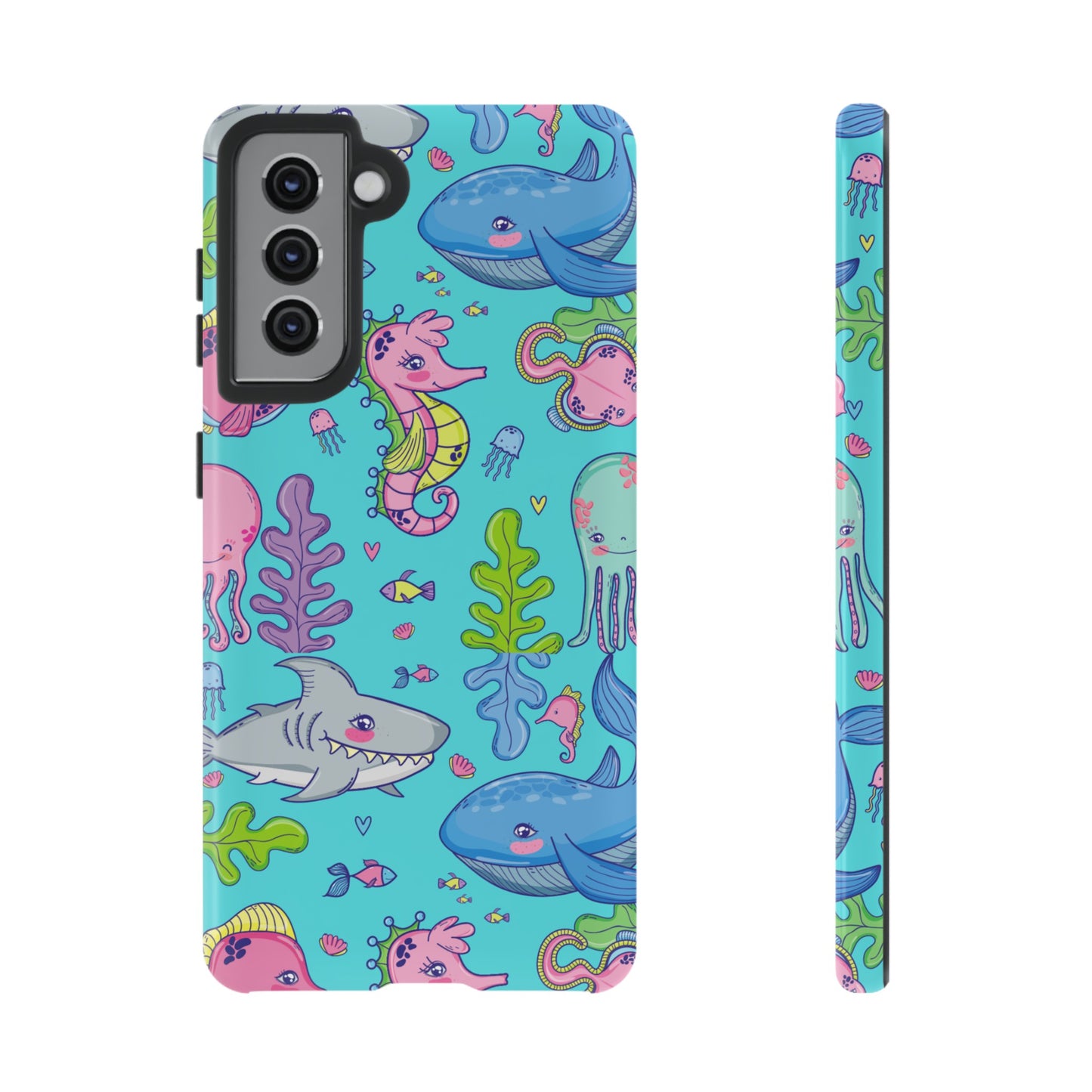 Cartoon Sea Creatures Wallpaper Phone Case | iPhone 15 Plus/ Pro, 14, 13, 12| Google Pixel 7, Pro, 5| Samsung Galaxy S23 All Major Phone Models