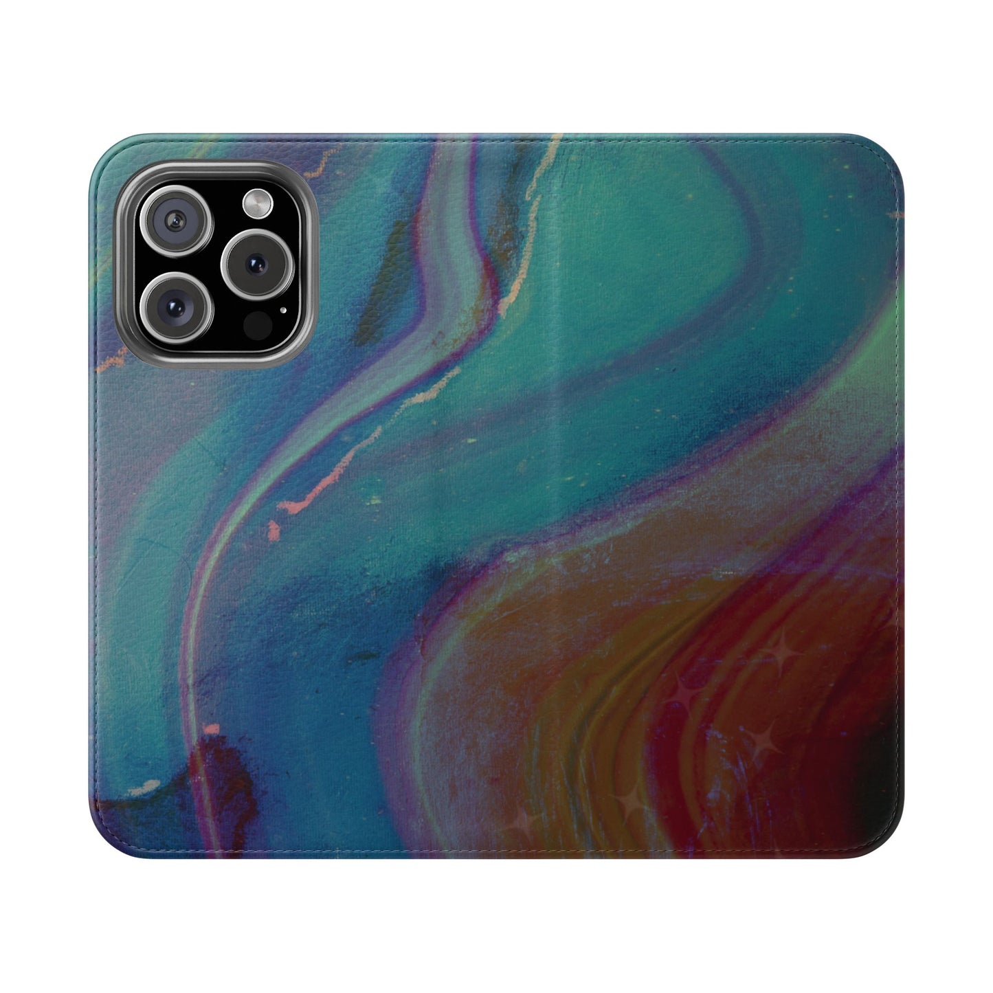 Abstract Resin Swirl Folio Flip Case | Credit Card Holder| iPhone 13, 12, 11| Samsung S22 & S21